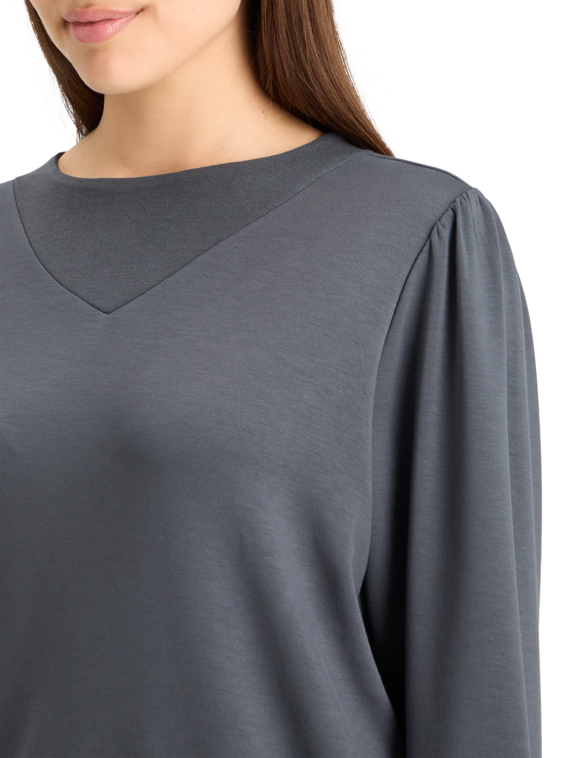 RUCHED YOKE SEAM MODAL SWEATSHIRT - Image 3