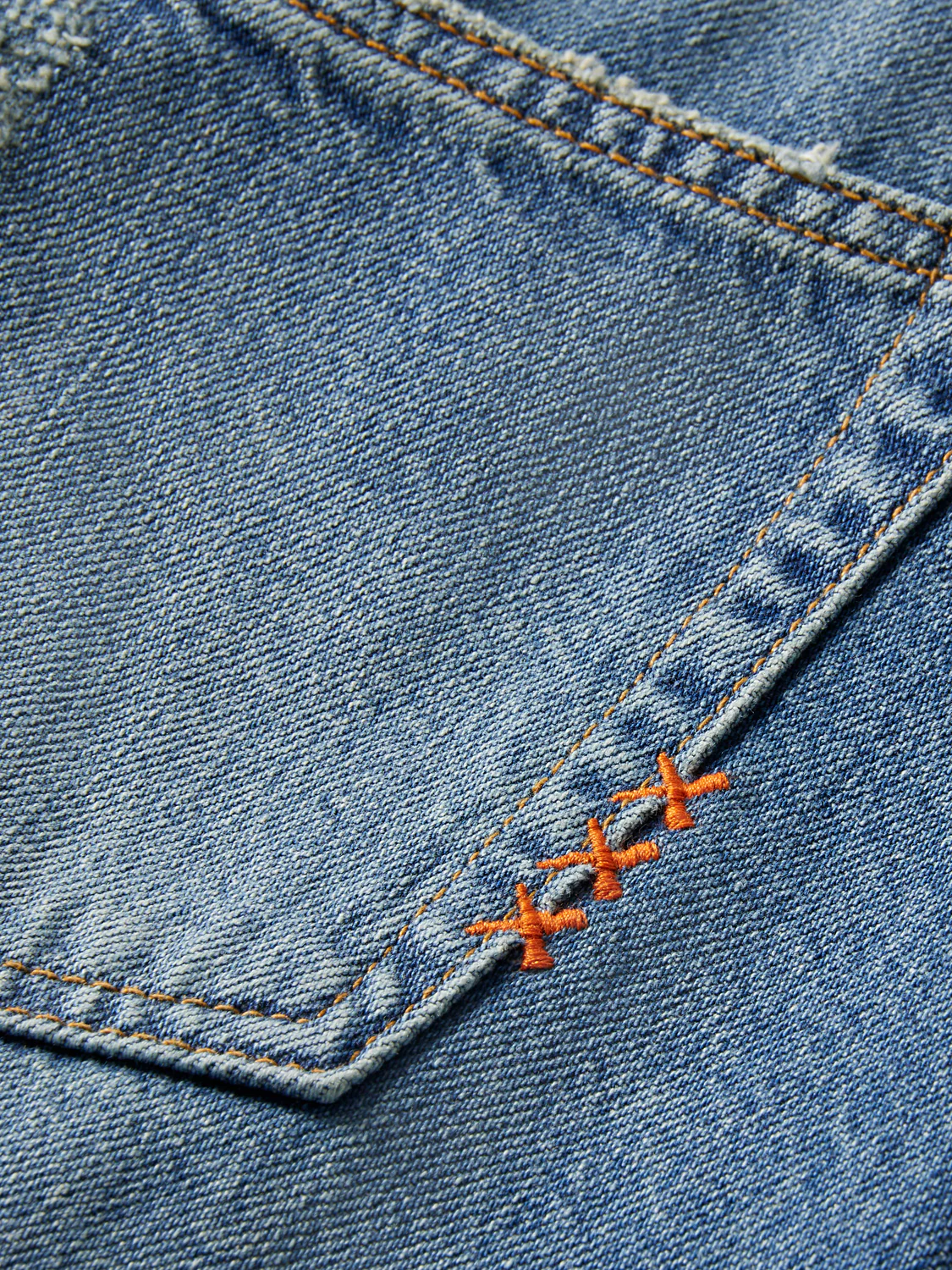 Long vintage washed denim skirt with front split - Image 7