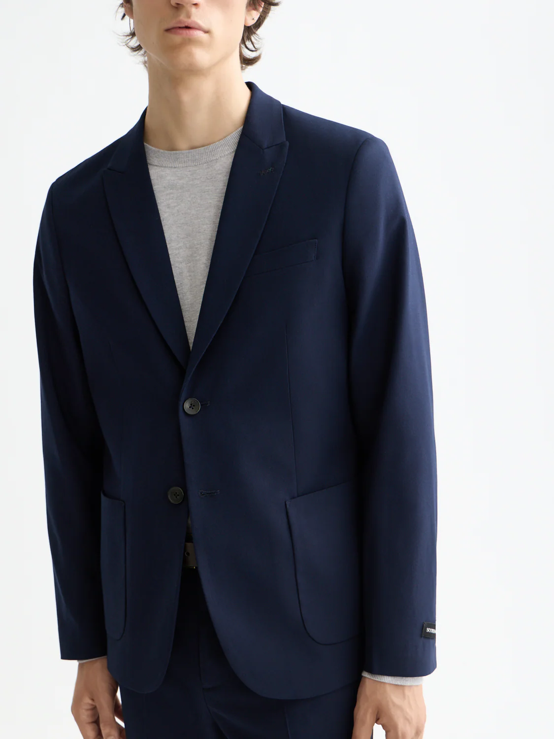 ESSENTIALS UNCONSTRUCTED PEAK LAPEL WOOL BLAZER - Image 3
