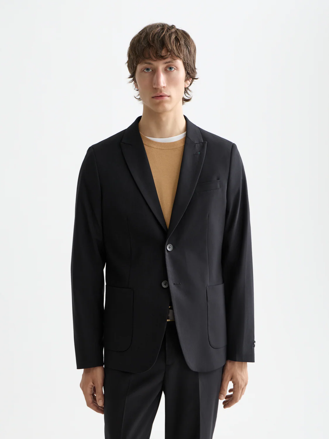 ESSENTIALS UNCONSTRUCTED PEAK LAPEL WOOL BLAZER - Image 8