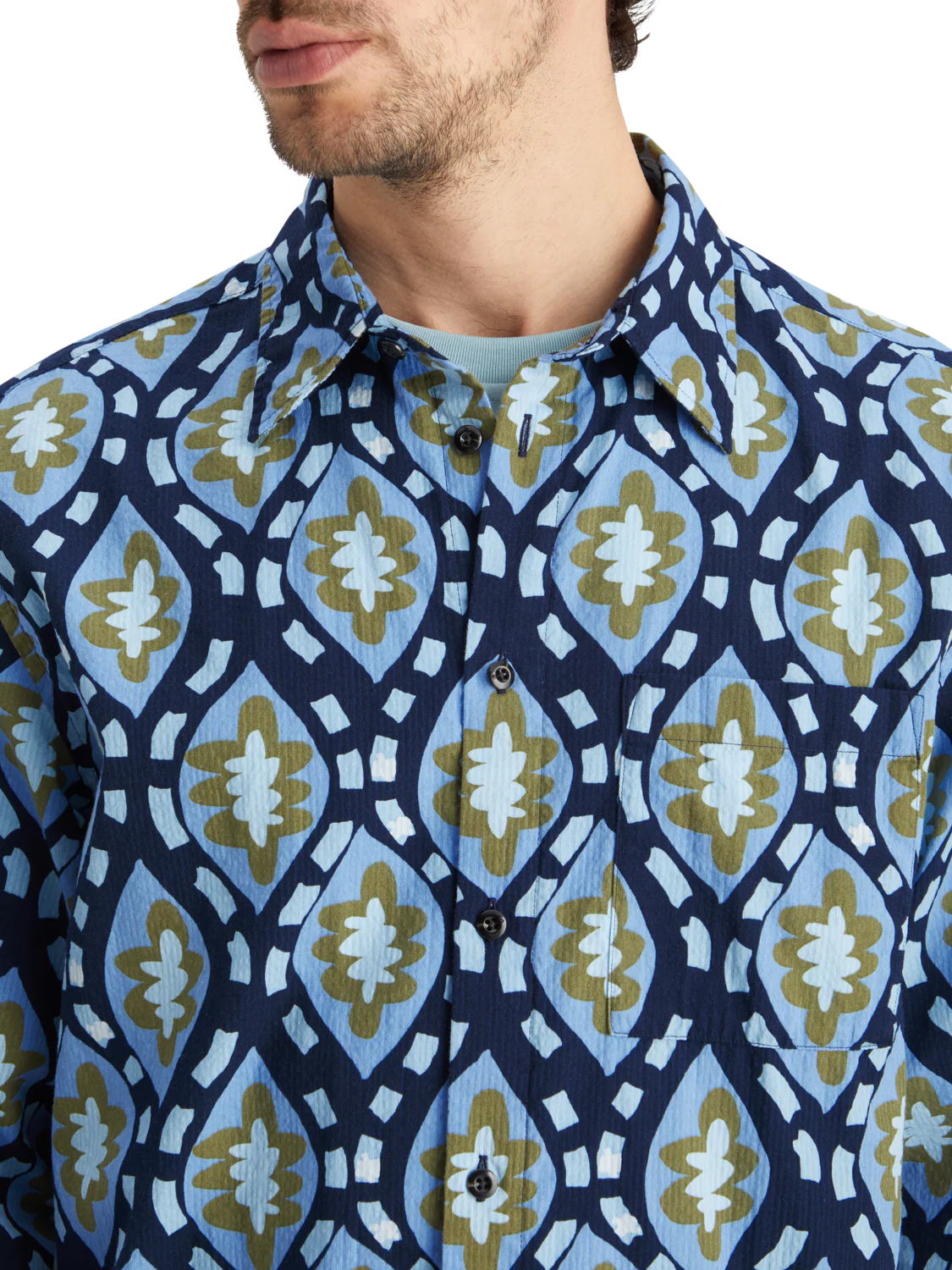Printed seersucker shirt - Image 13