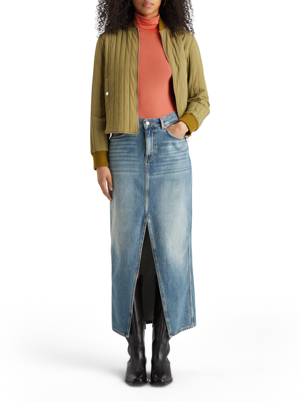 Roll up neck long sleeve t-shirt