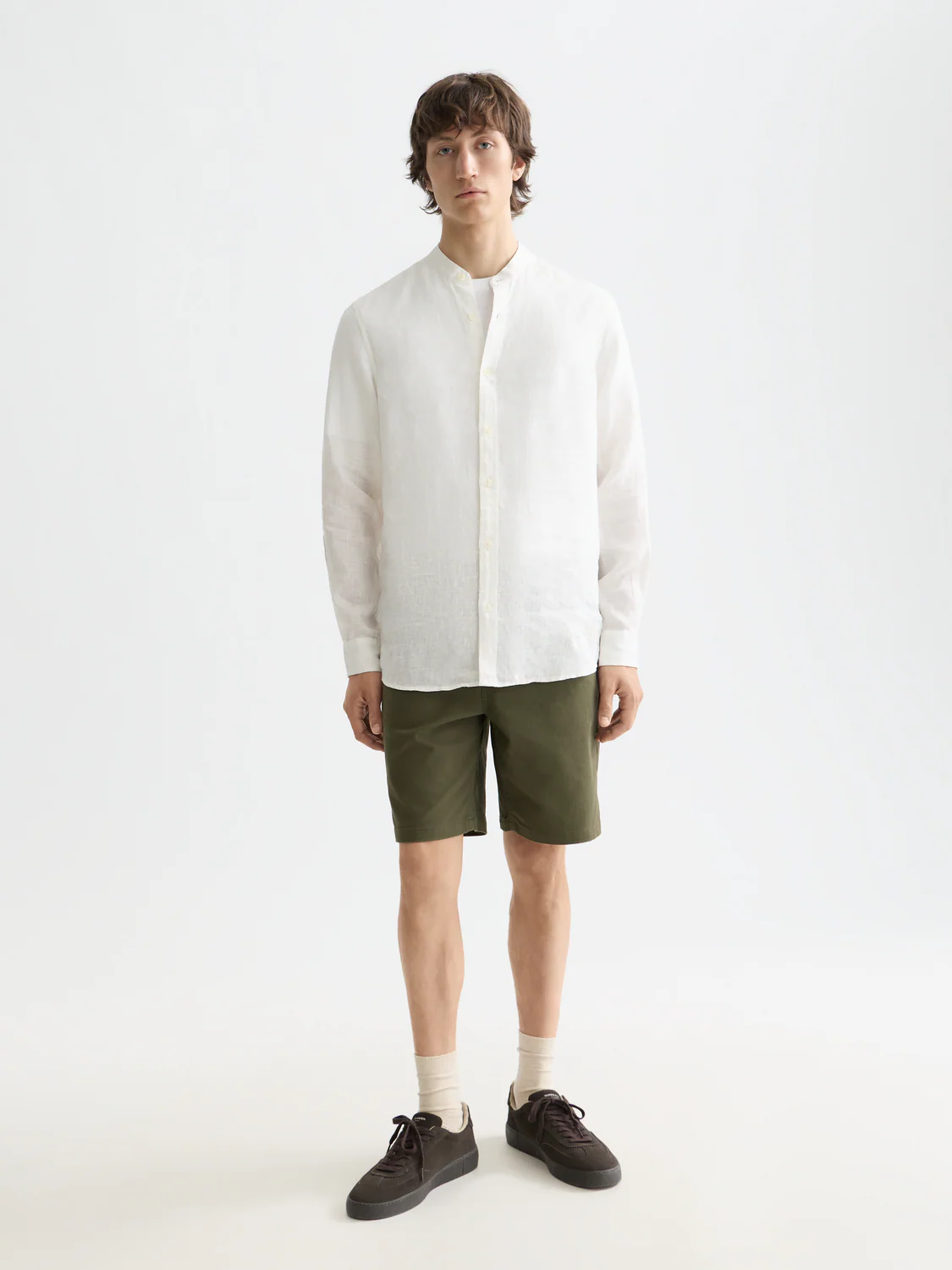 Essentials Collarless Linen Shirt - Image 10