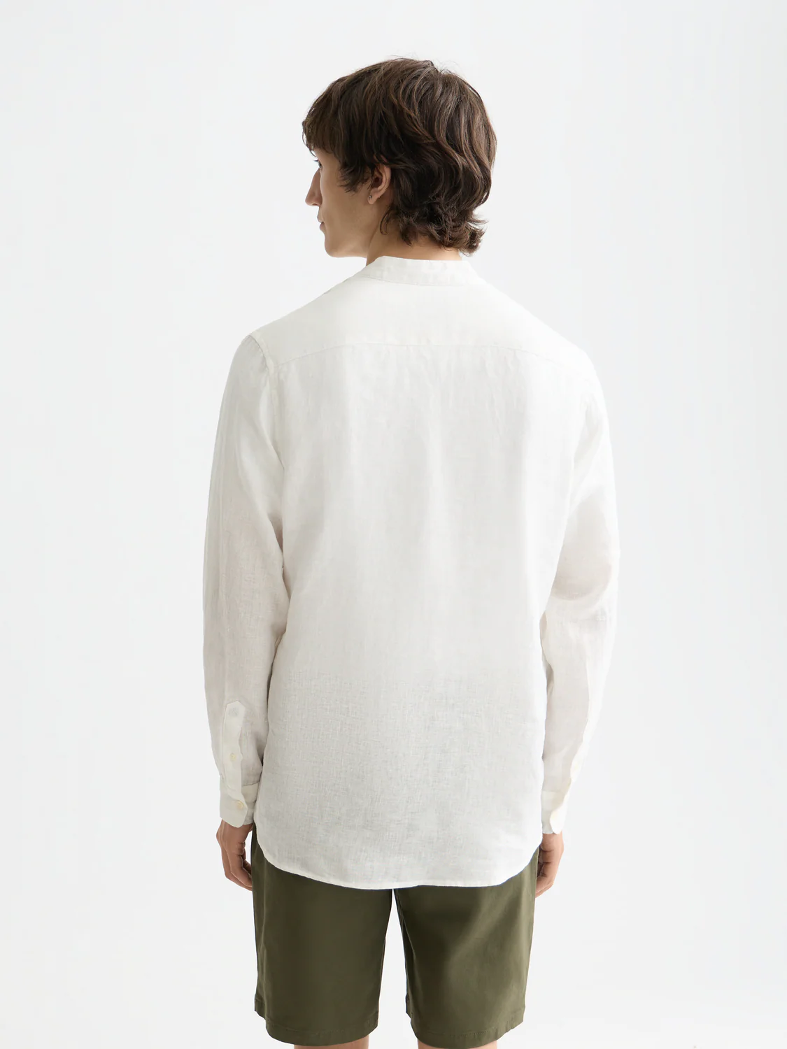 Essentials Collarless Linen Shirt - Image 11