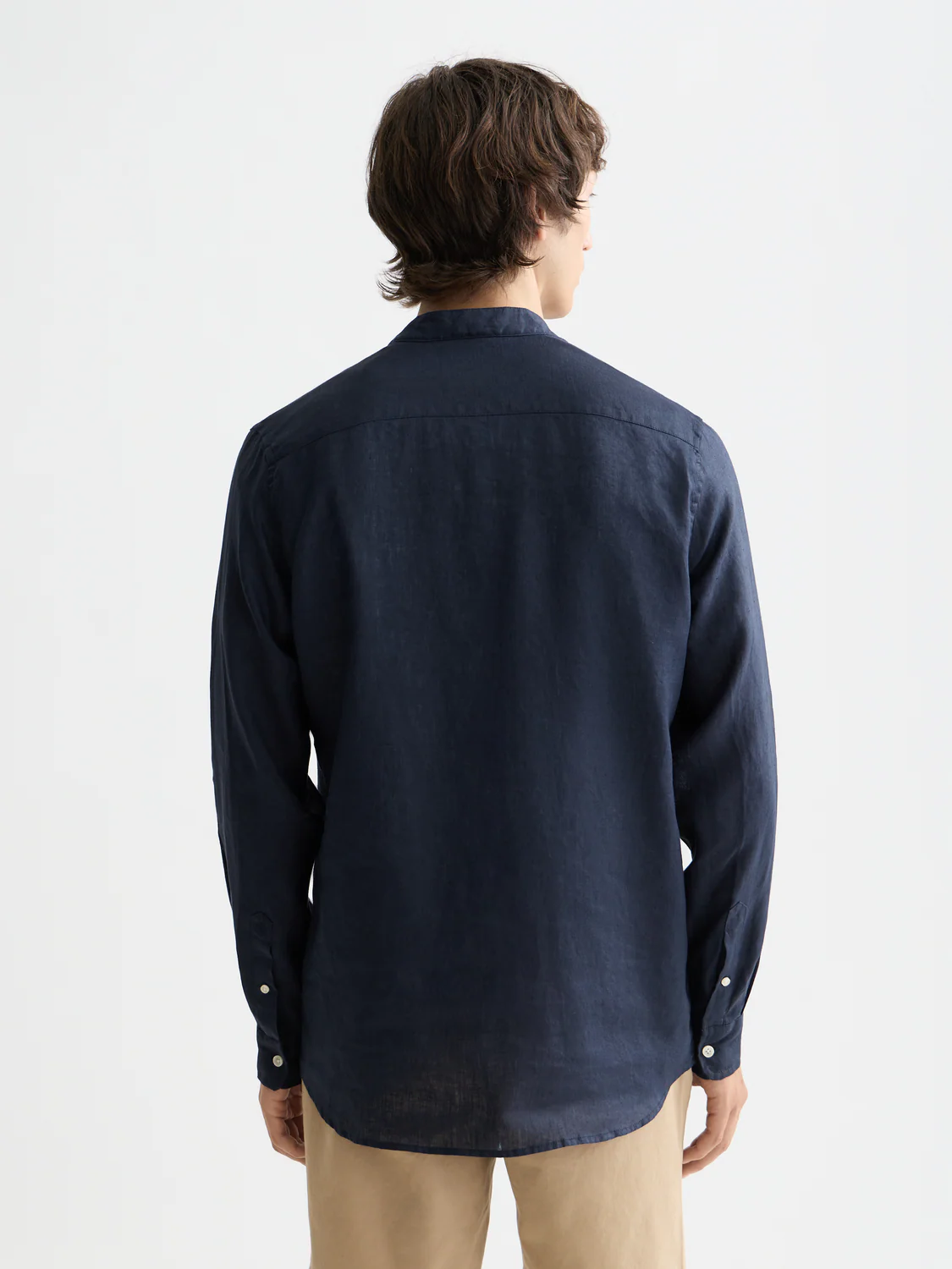 Essentials Collarless Linen Shirt - Image 4
