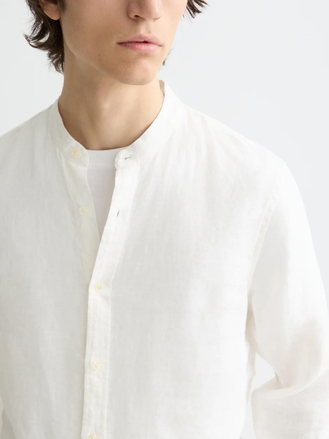 Essentials Collarless Linen Shirt - Image 9