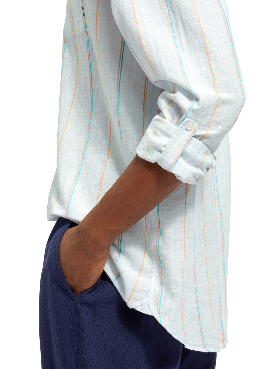 REGULAR FIT YARN-DYED STRIPE COTTON LINEN SHIRT - Image 4