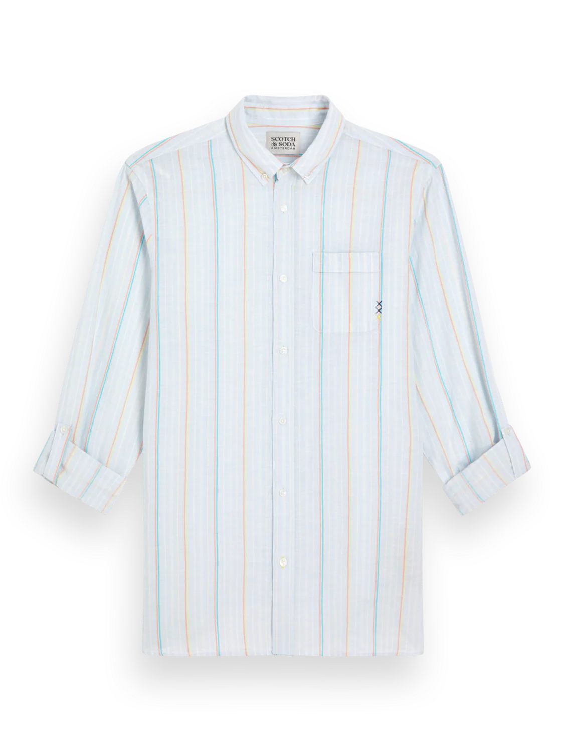 REGULAR FIT YARN-DYED STRIPE COTTON LINEN SHIRT - Image 6