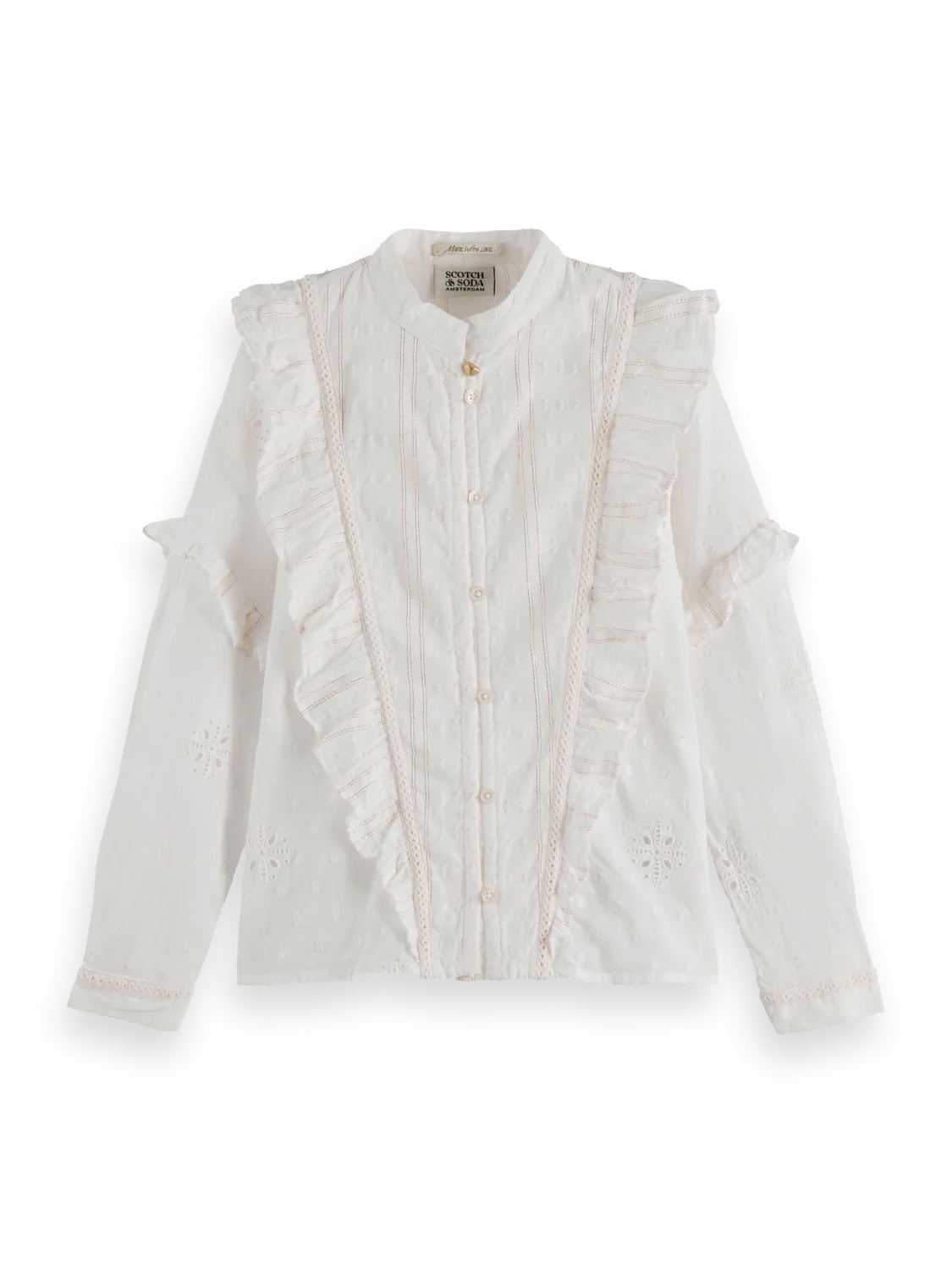Girls Fancy lurex cotton shirt - Image 3