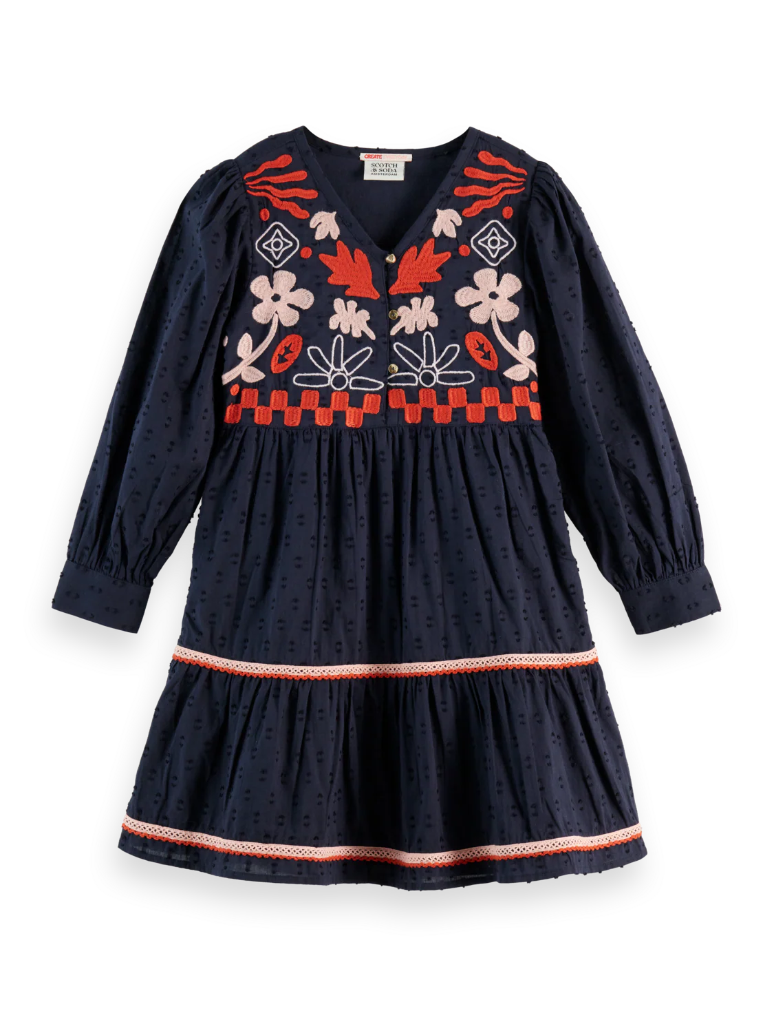 Girls Clip jacquard embroidered dress