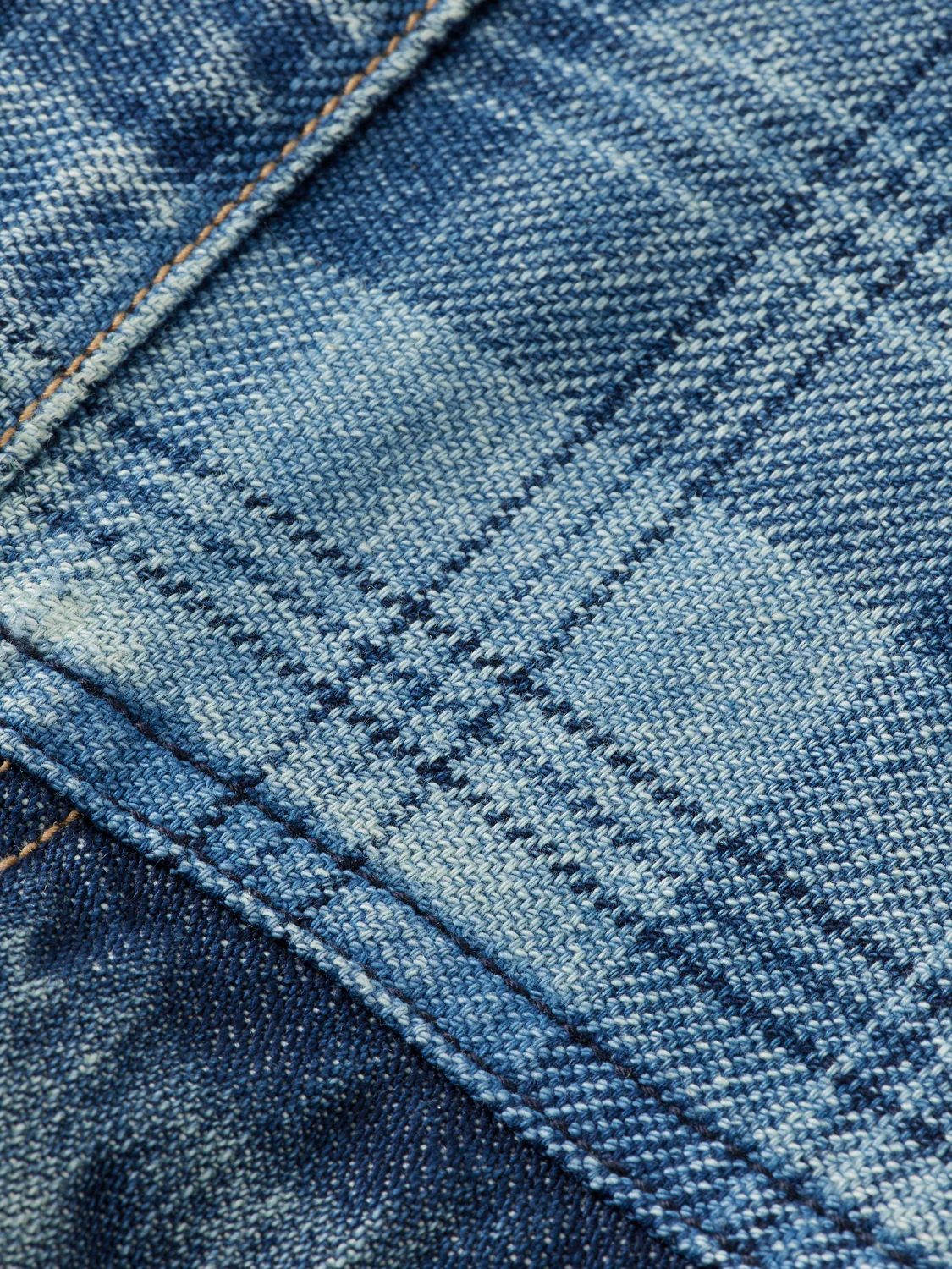 Denim trucker jacket with contrast check panelling - Image 7