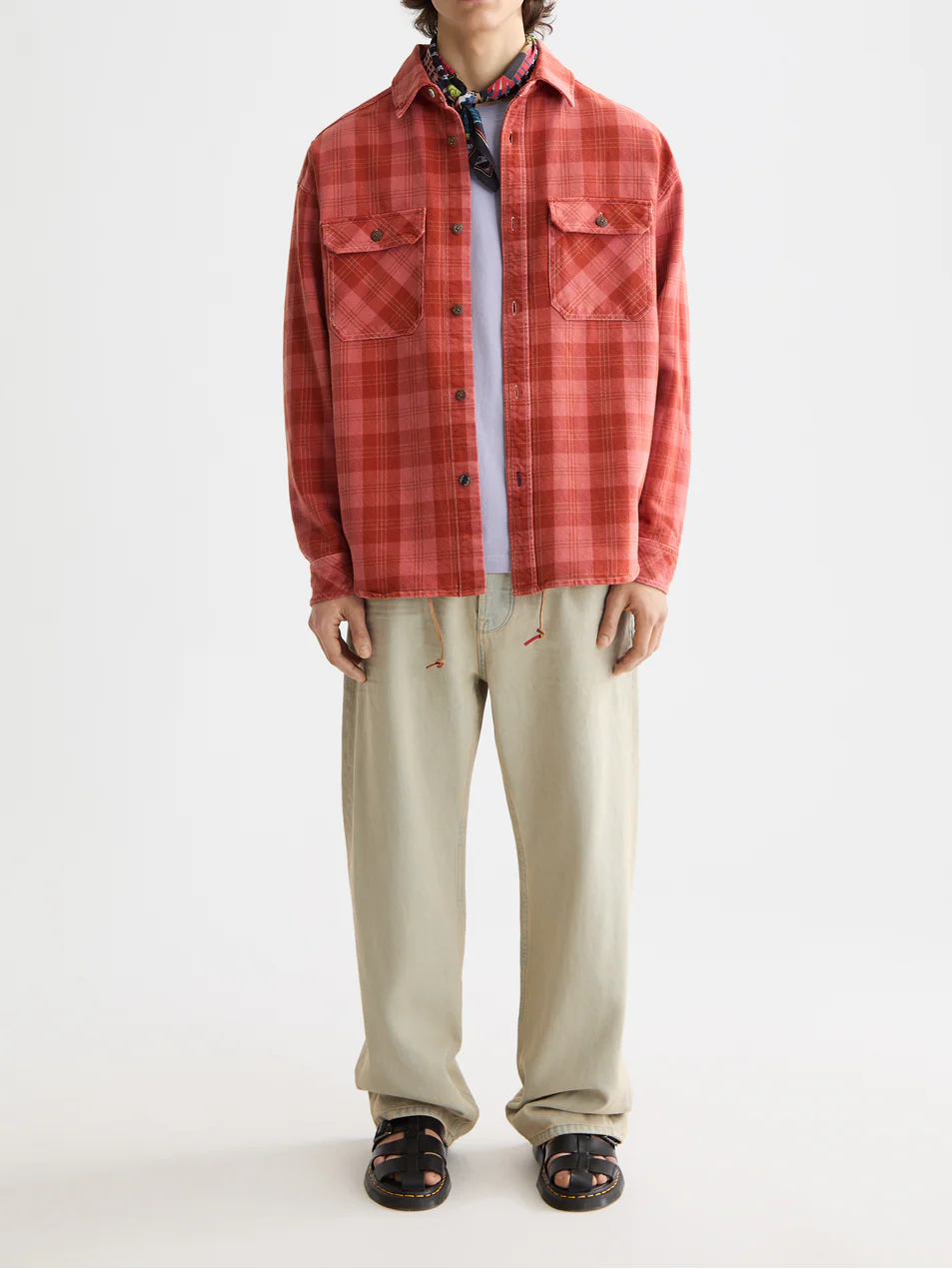 Washed denim checked overshirt - Image 2