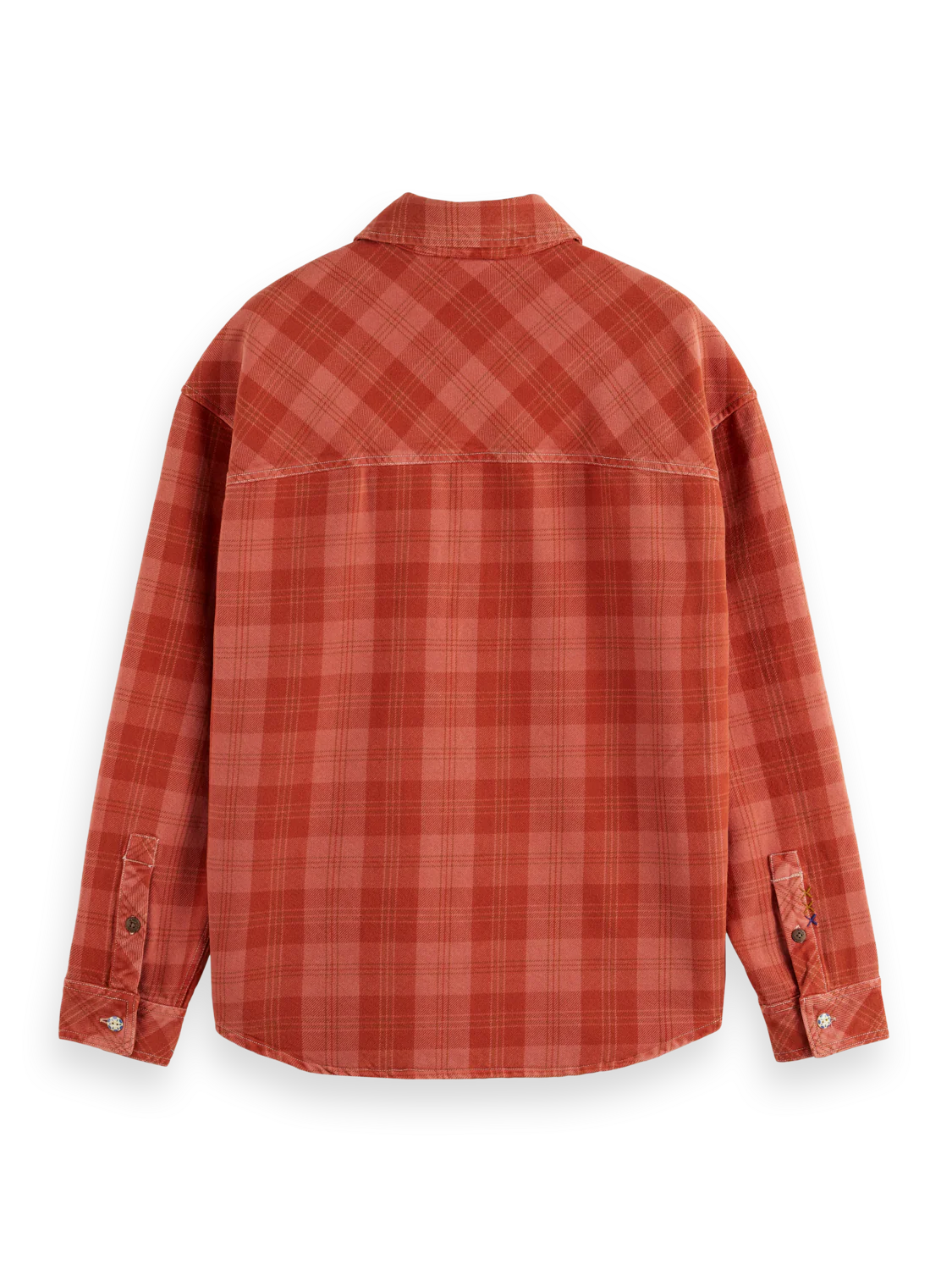 Washed denim checked overshirt - Image 6