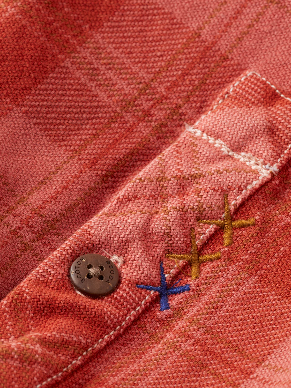 Washed denim checked overshirt - Image 7