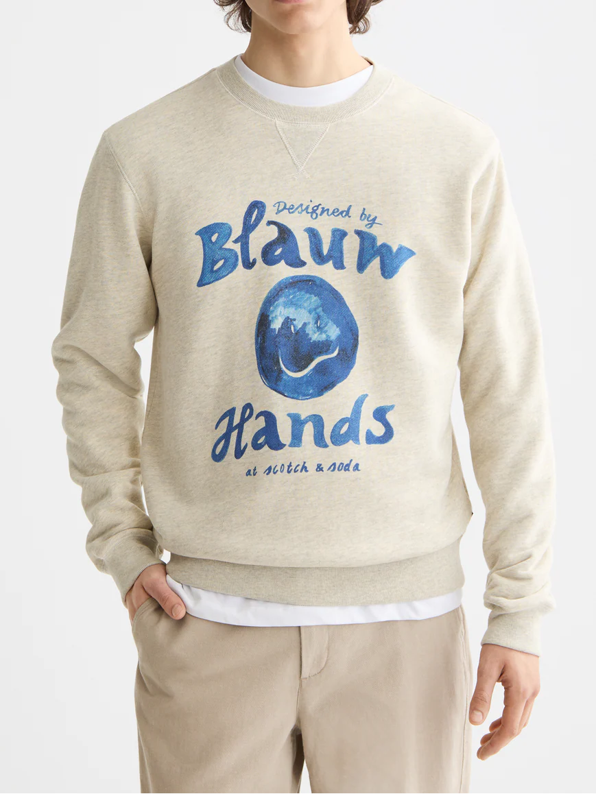 Denim washed artwork sweatshirt
