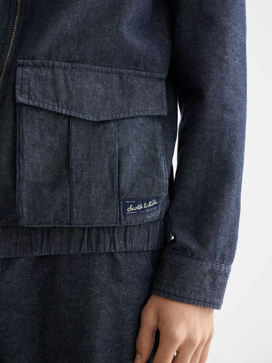Cotton linen zip-thru twill blouson - Image 3