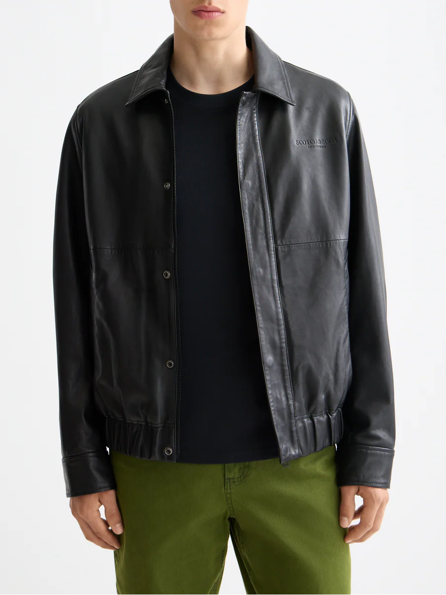 Boxy leather blouson