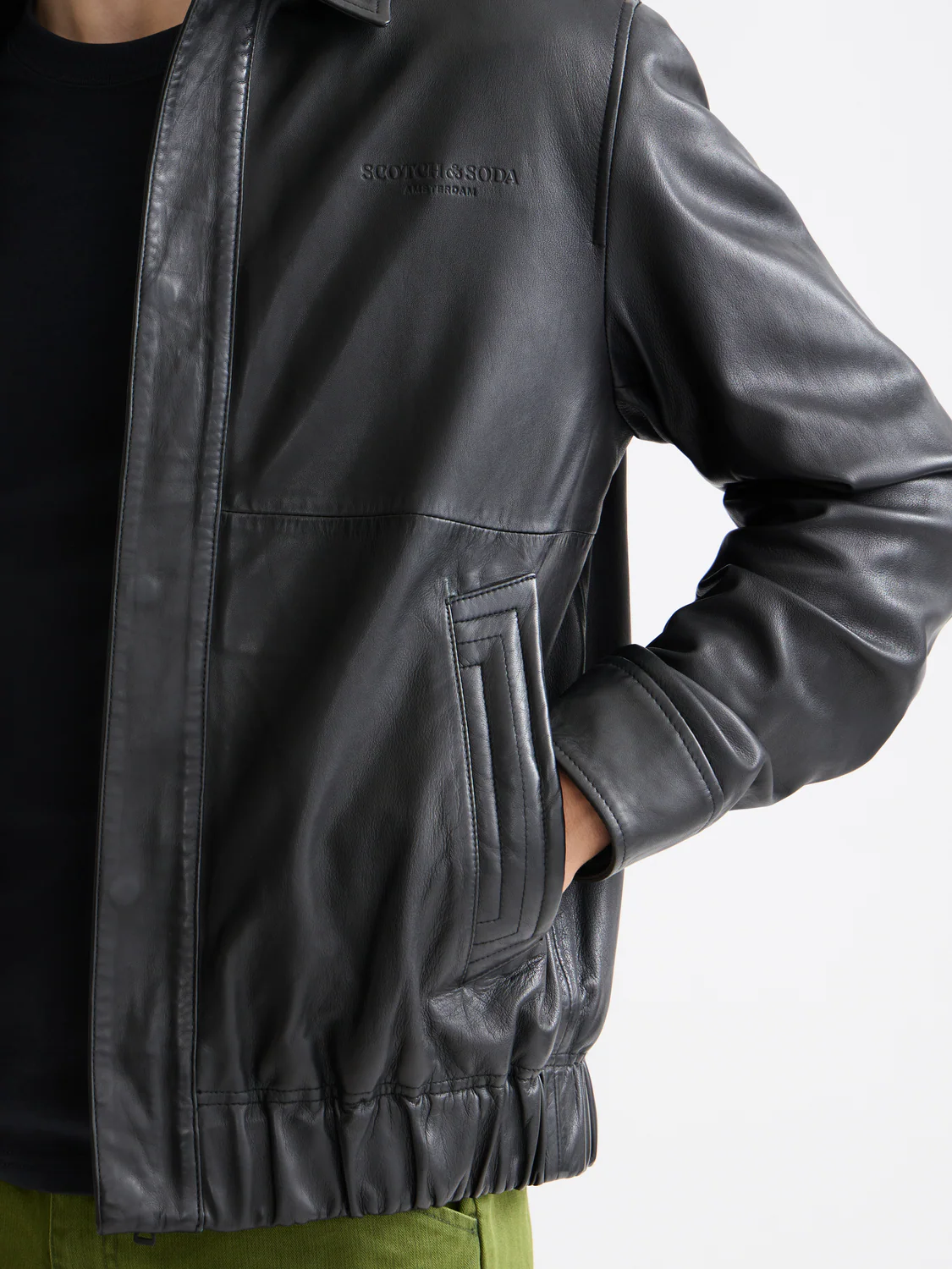 Boxy leather blouson - Image 3