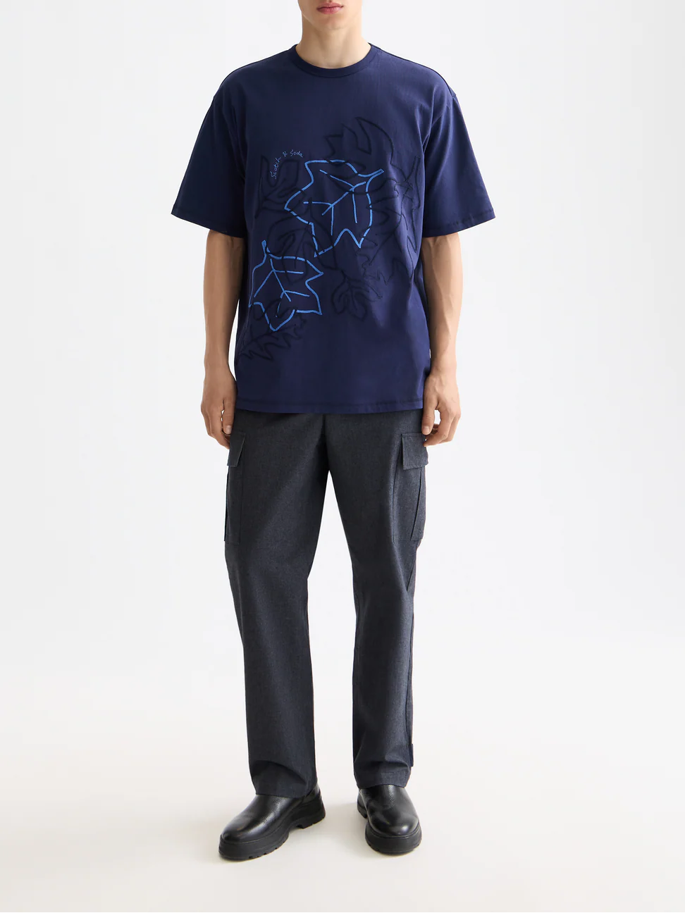 Melange cotton-blend relaxed straight cargo