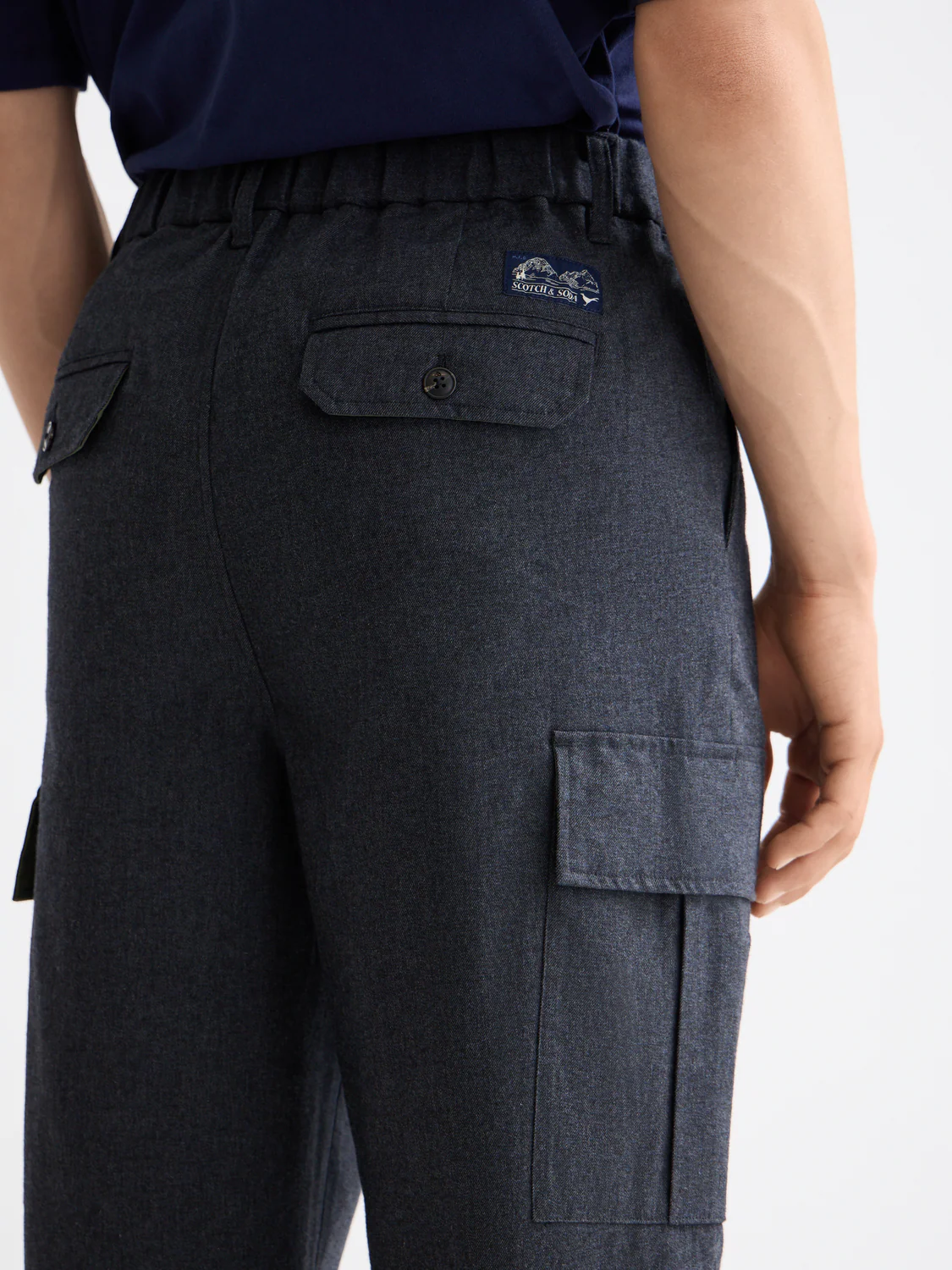 Melange cotton-blend relaxed straight cargo - Image 4