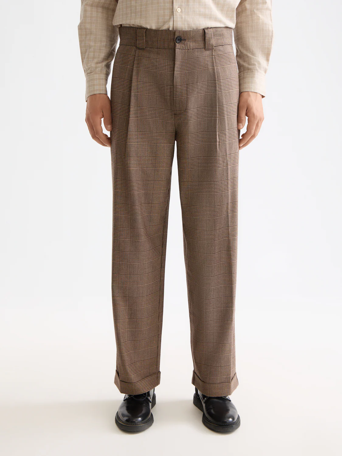 Checkered wool-blend pleated baggy chino - Image 2