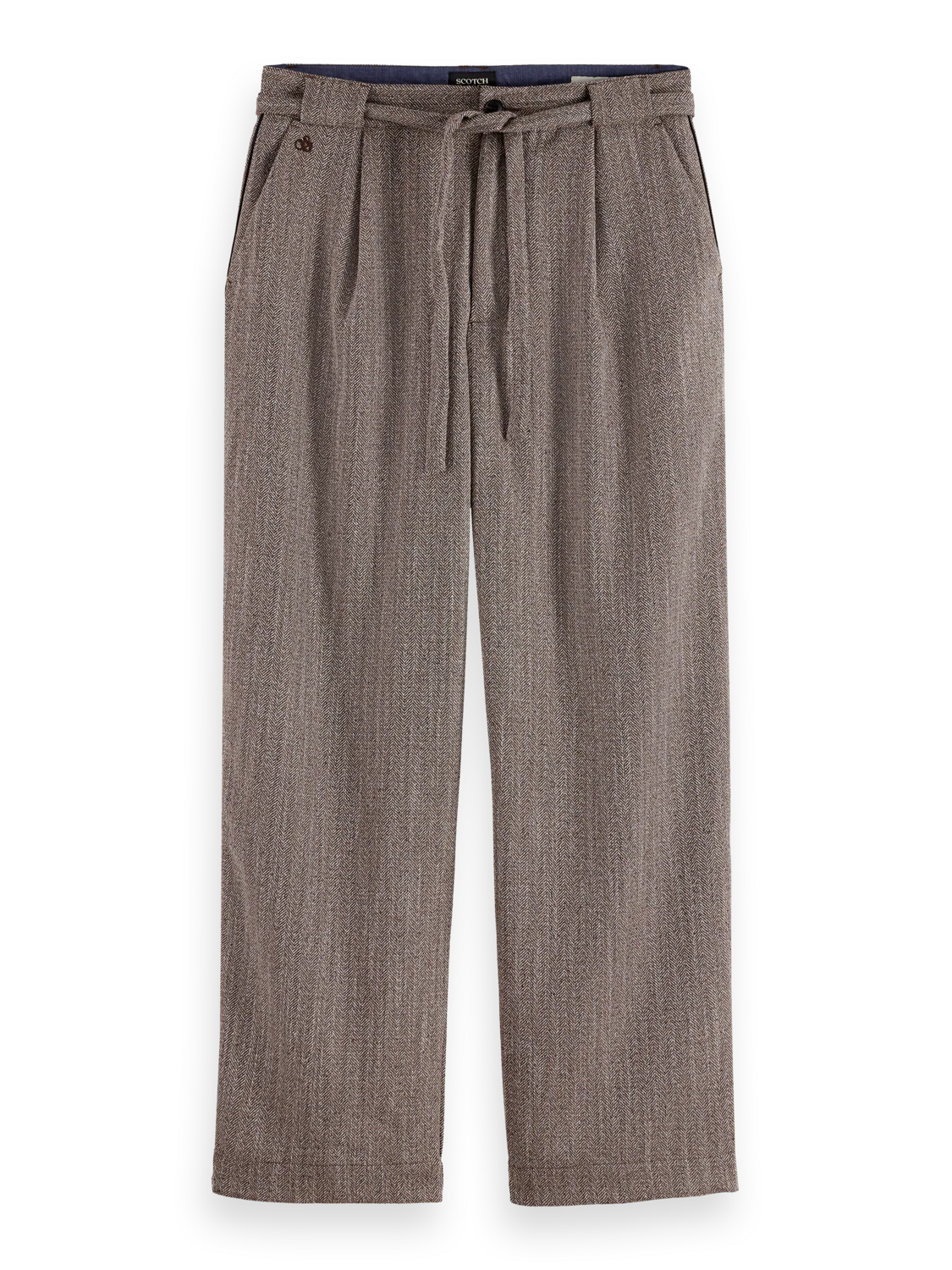 Herringbone yarn-dyed pleated baggy chino - Image 5