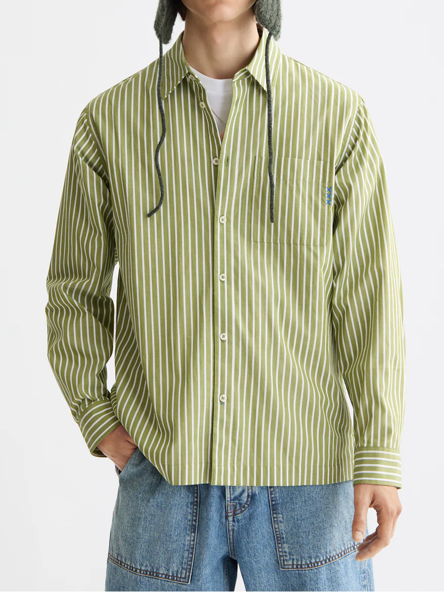 Striped poplin shirt
