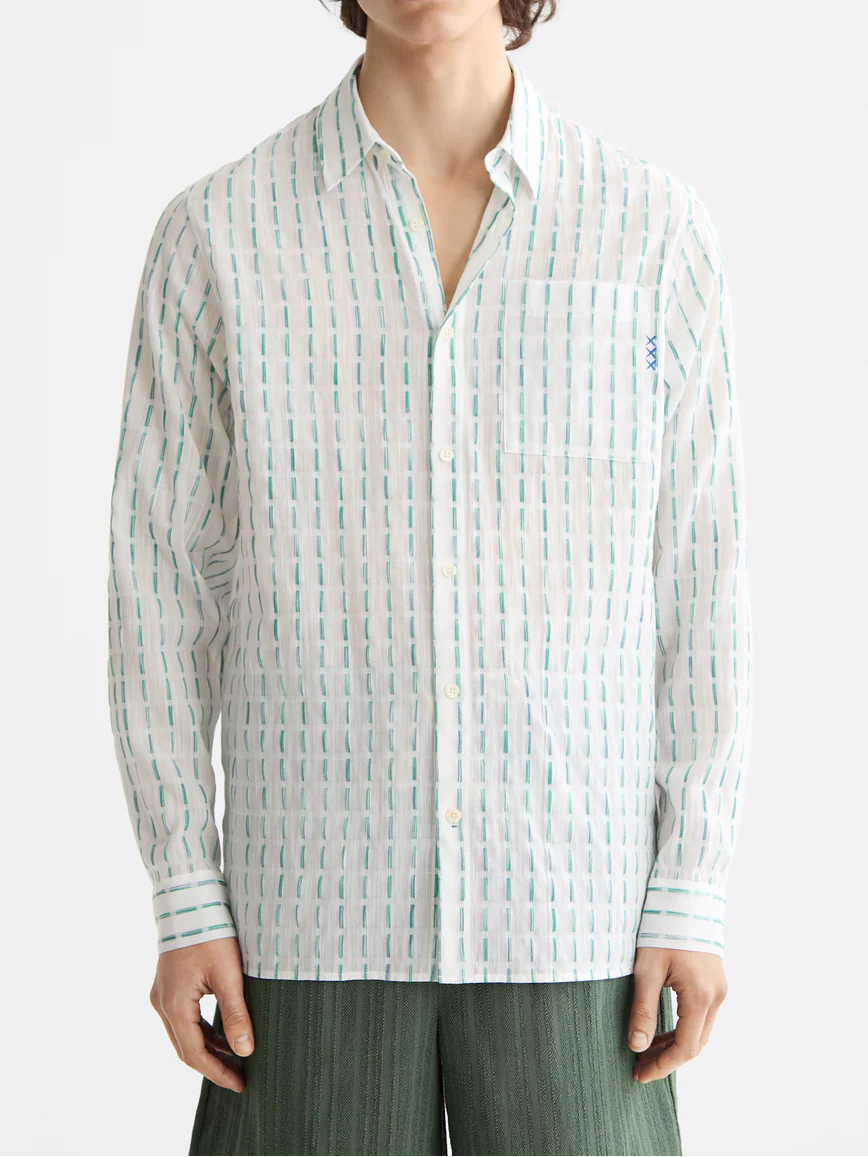 Striped cotton-voile shirt