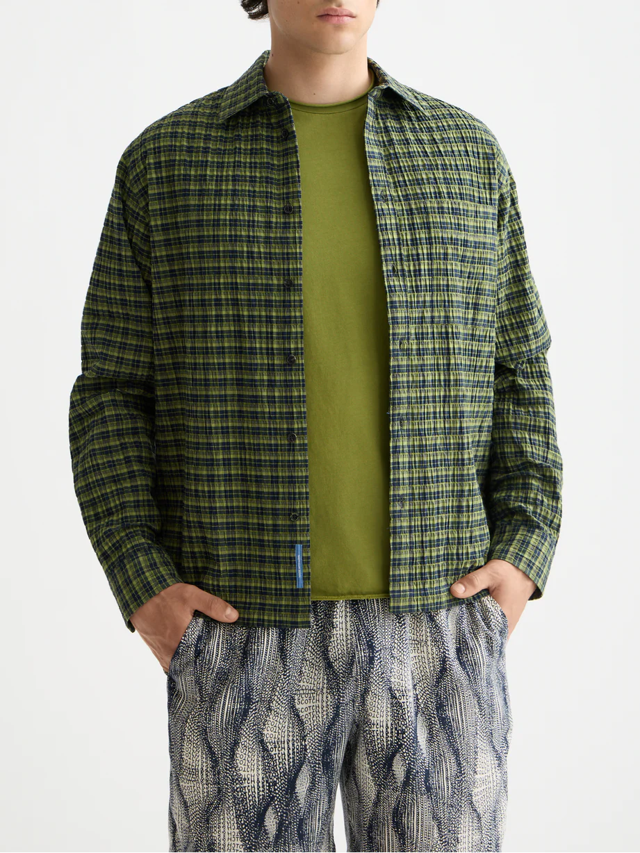 Crinkle checked shirt