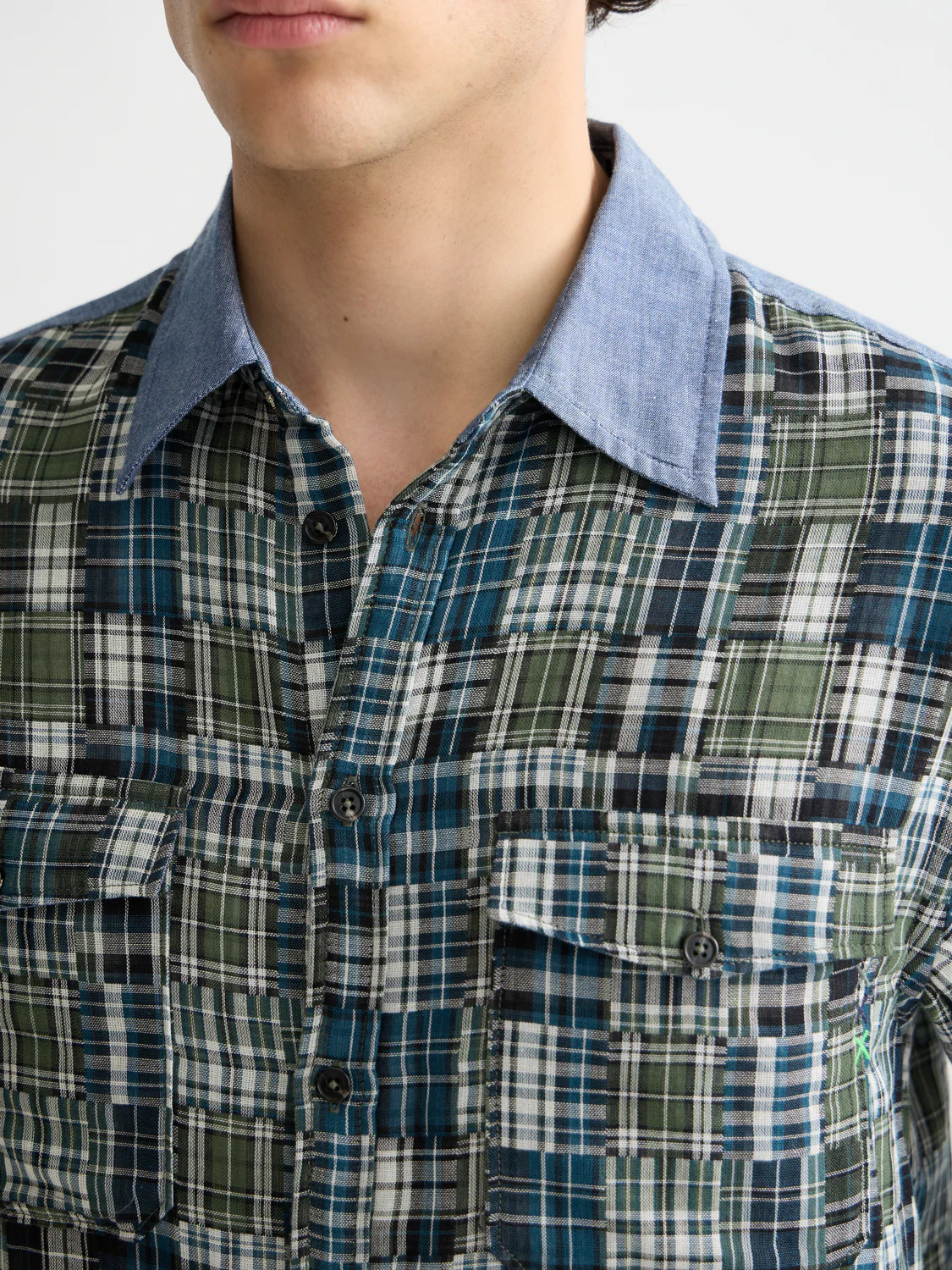 Patchwork flannel relaxed shirt - Image 3