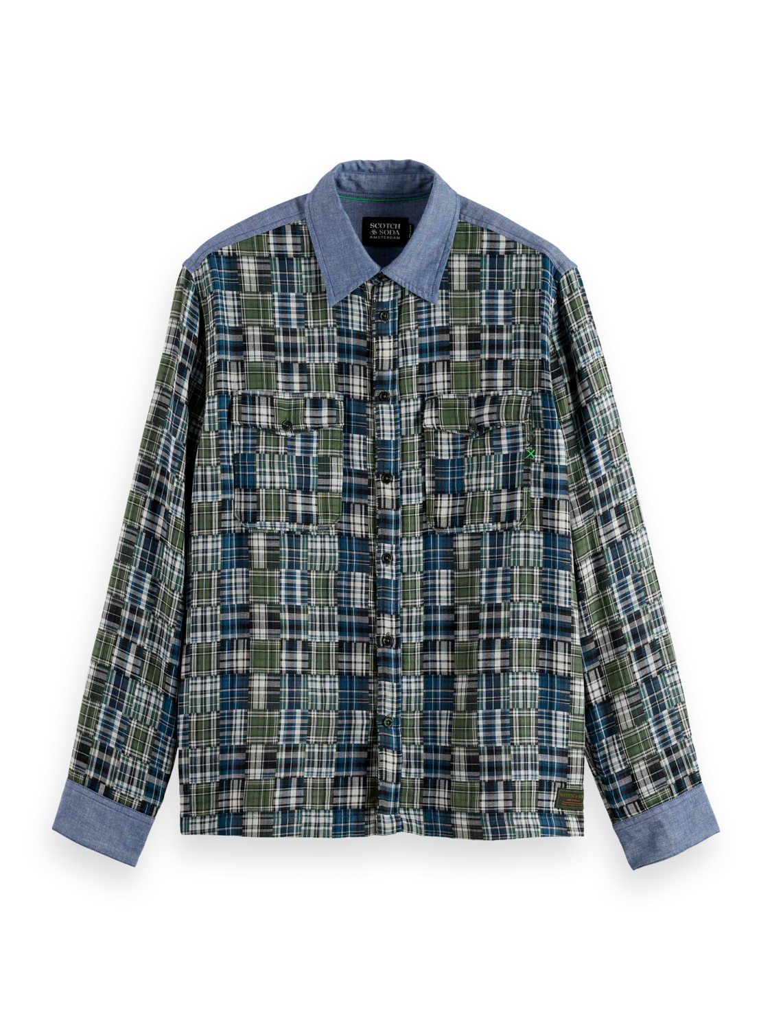 Patchwork flannel relaxed shirt - Image 5