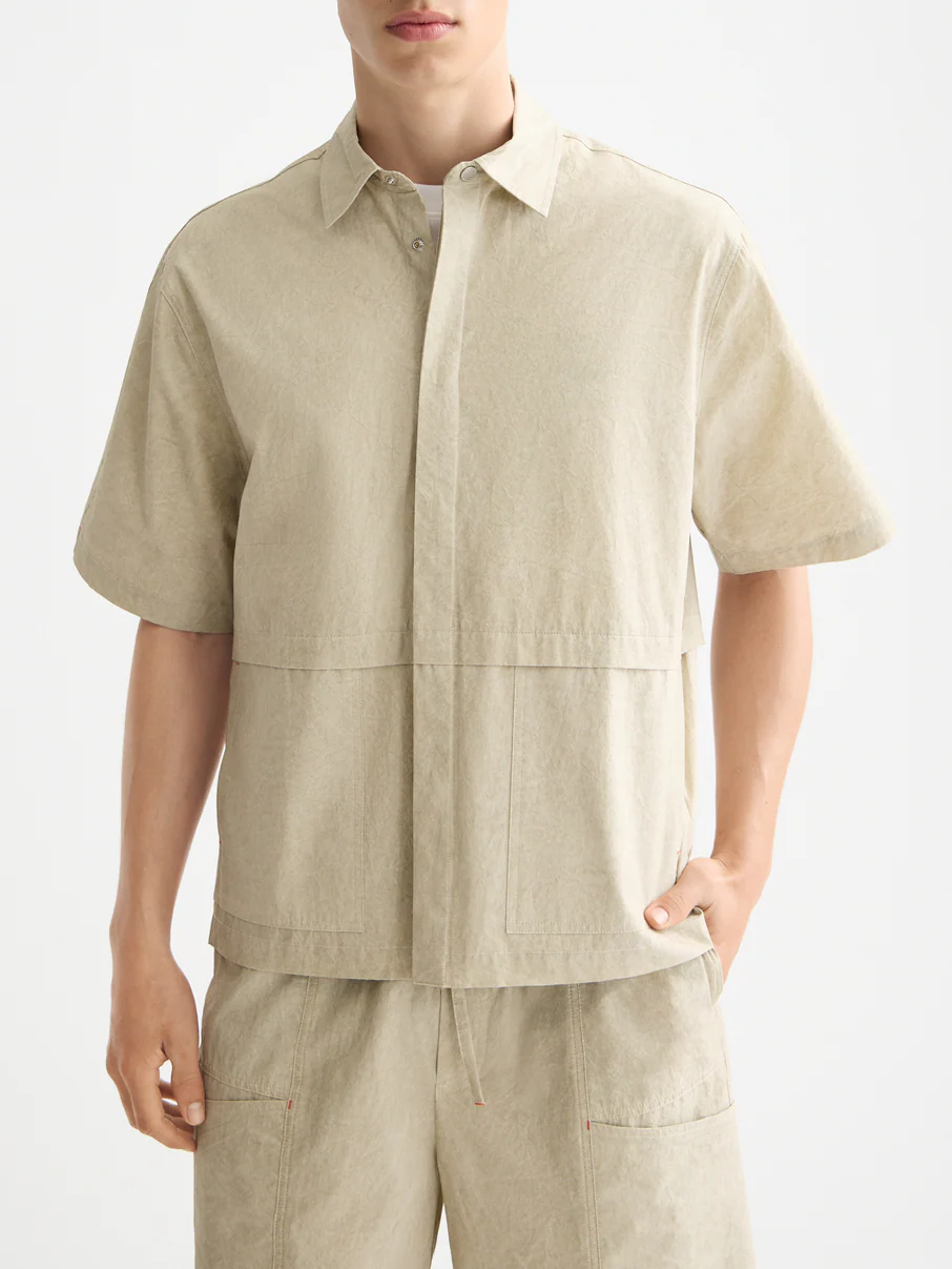 Washed layered short sleeve shirt