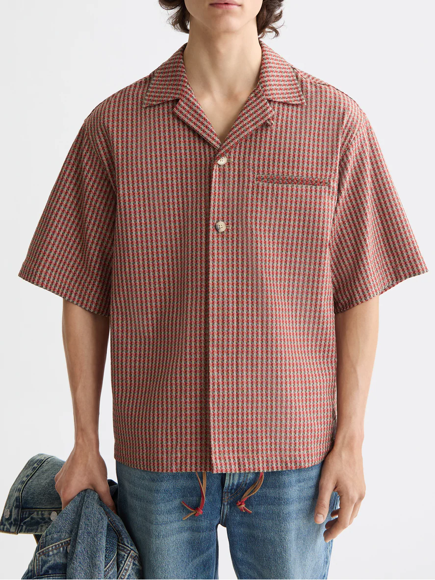 geo print short sleeve shirt