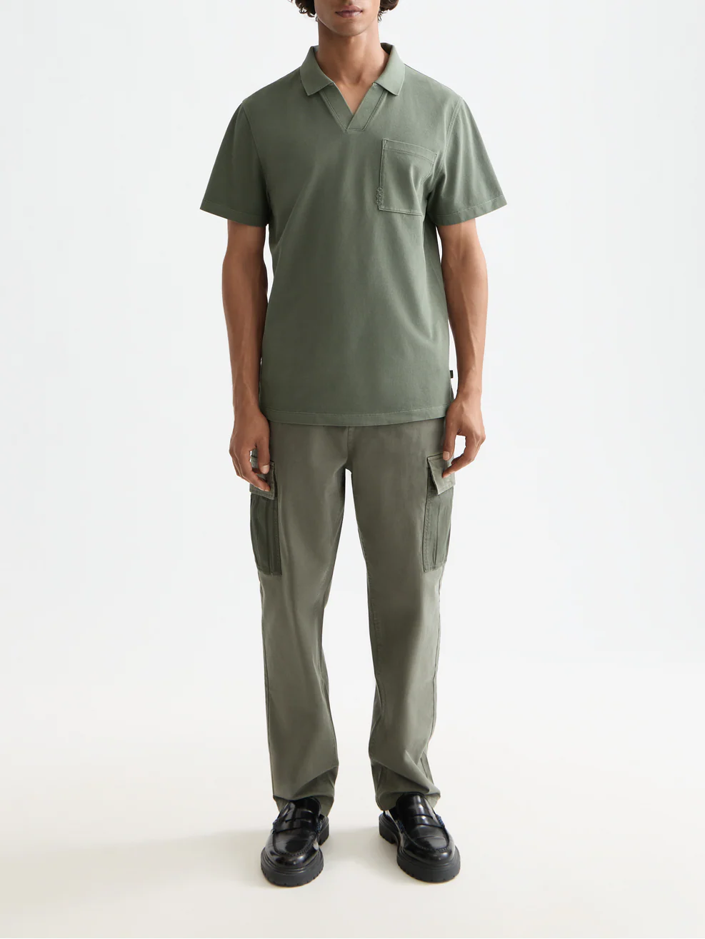 Garment-dyed pique relaxed fit pocket polo - Image 2