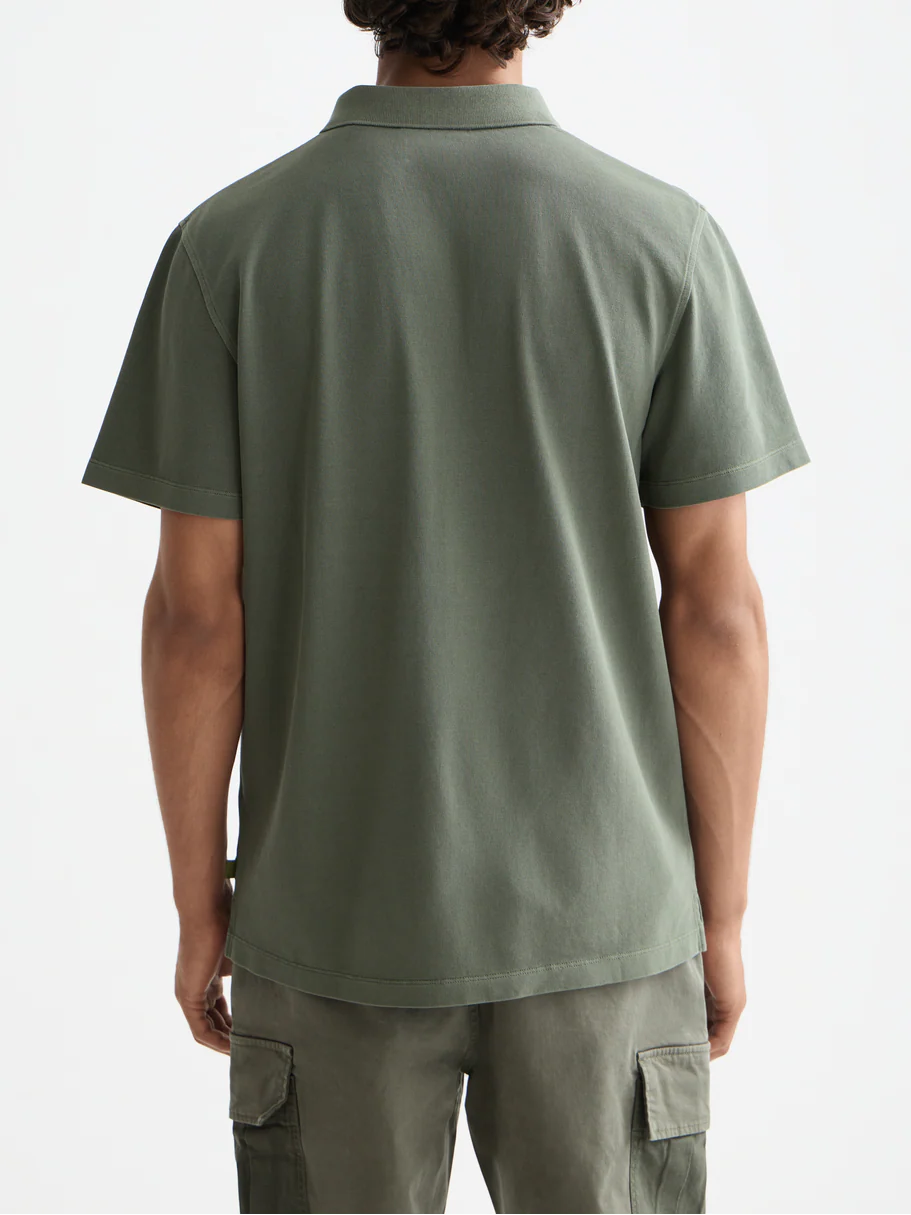 Garment-dyed pique relaxed fit pocket polo - Image 4