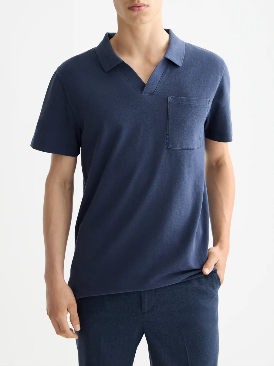 Garment-dyed pique relaxed fit pocket polo - Image 8