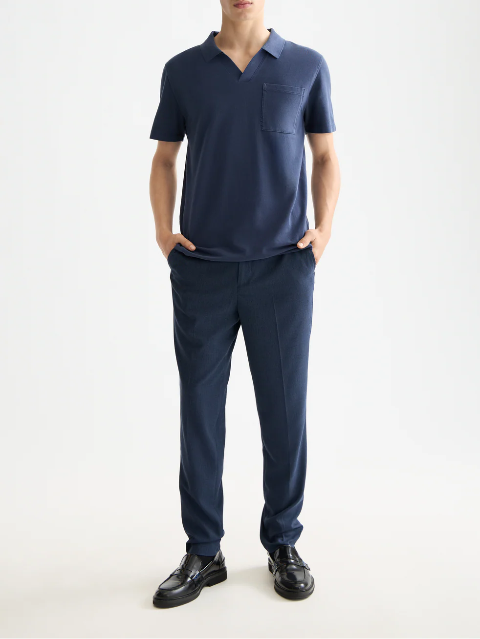 Garment-dyed pique relaxed fit pocket polo - Image 9