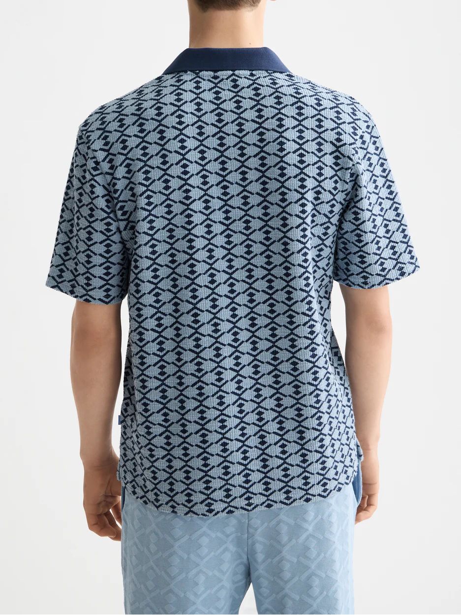 Towelling printed relaxed polo - Image 3