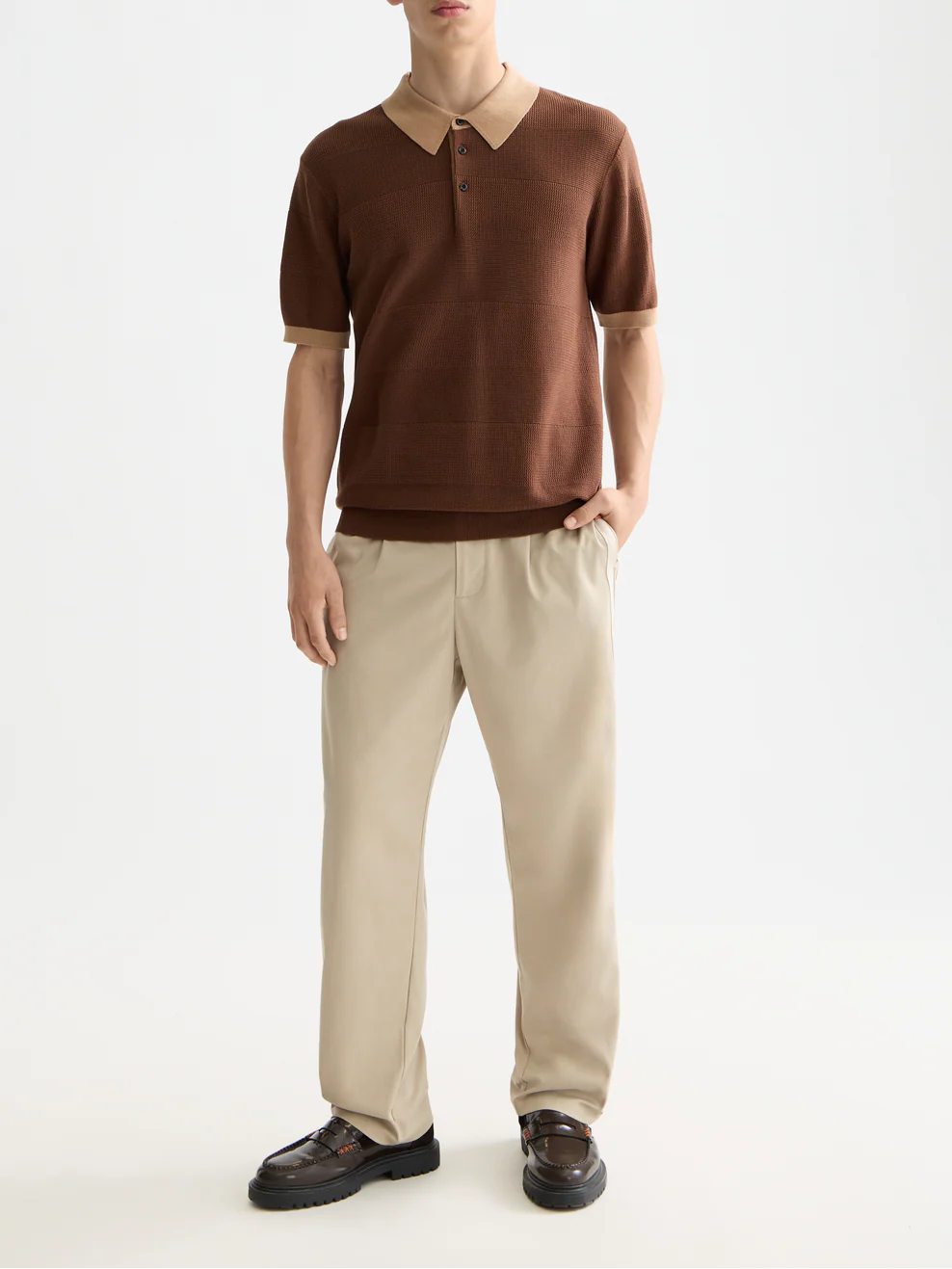 Knitted tonal striped polo - Image 16