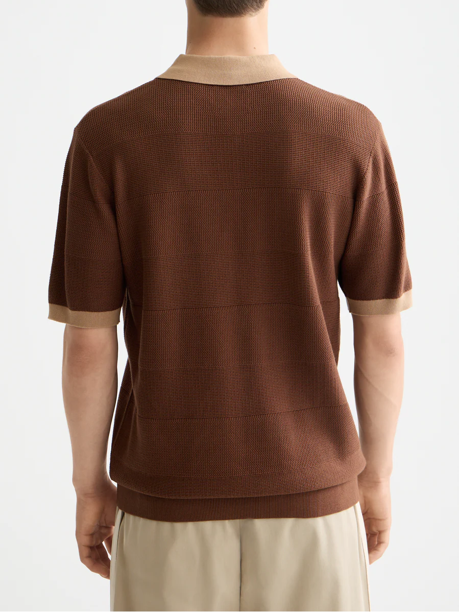 Knitted tonal striped polo - Image 18