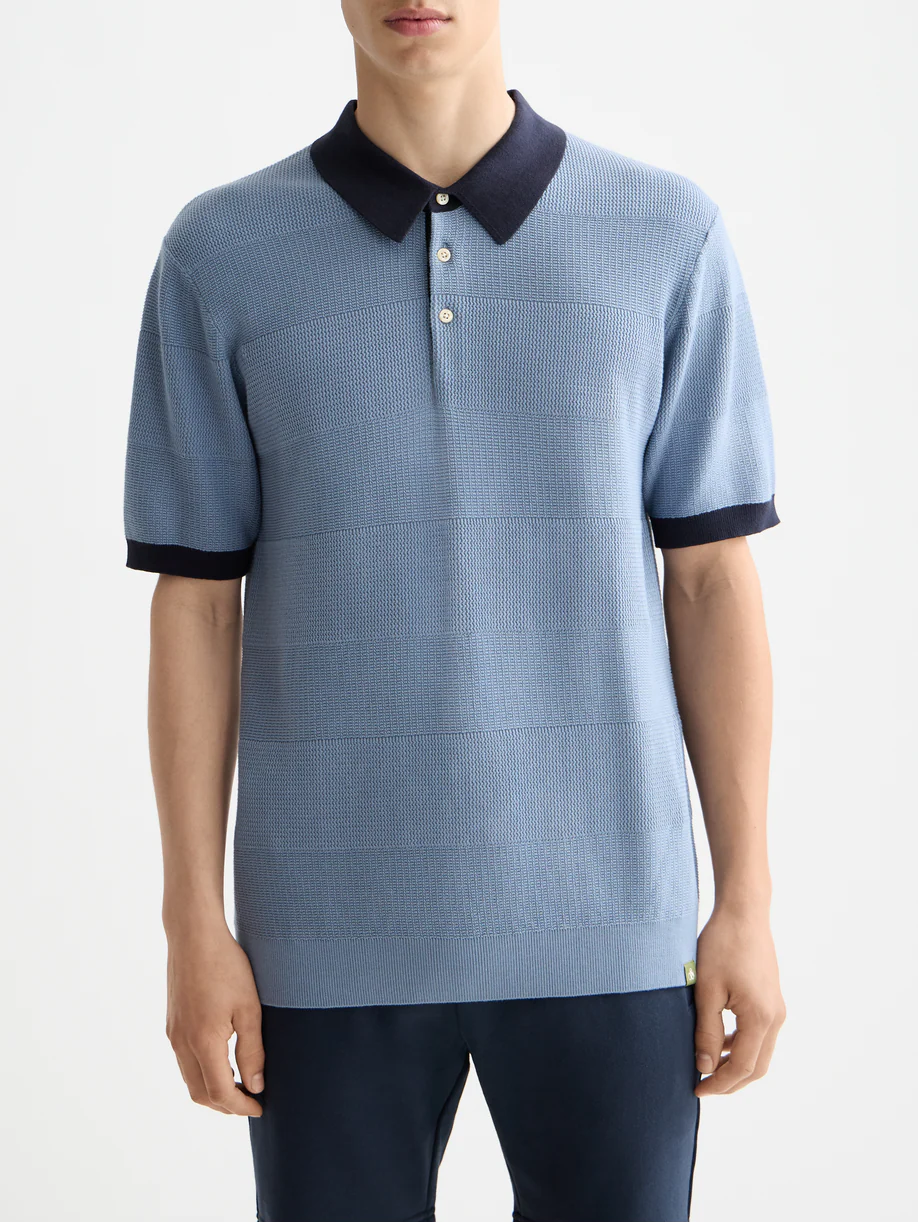 Knitted tonal striped polo - Image 8