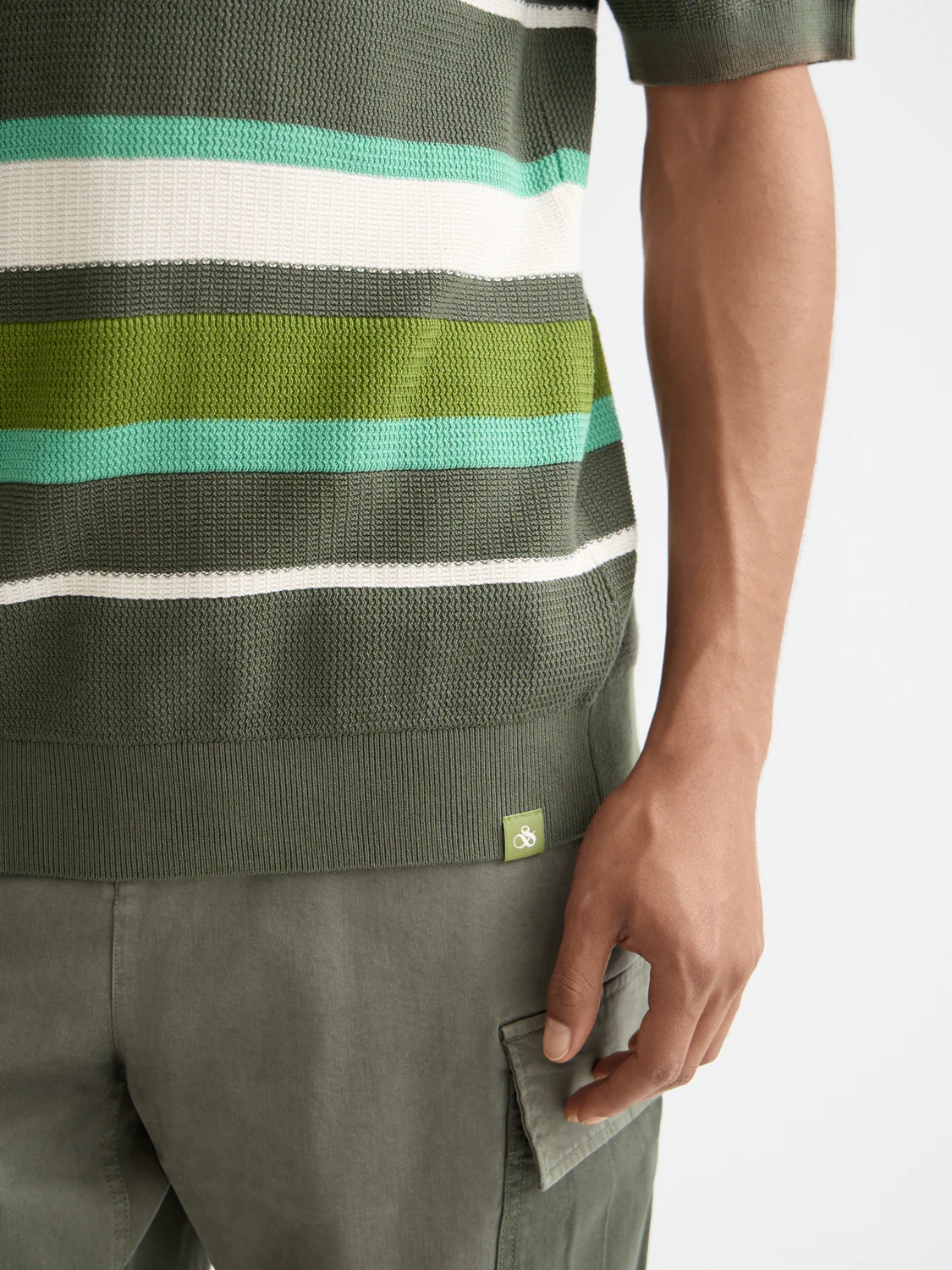 Knitted striped regular polo - Image 10