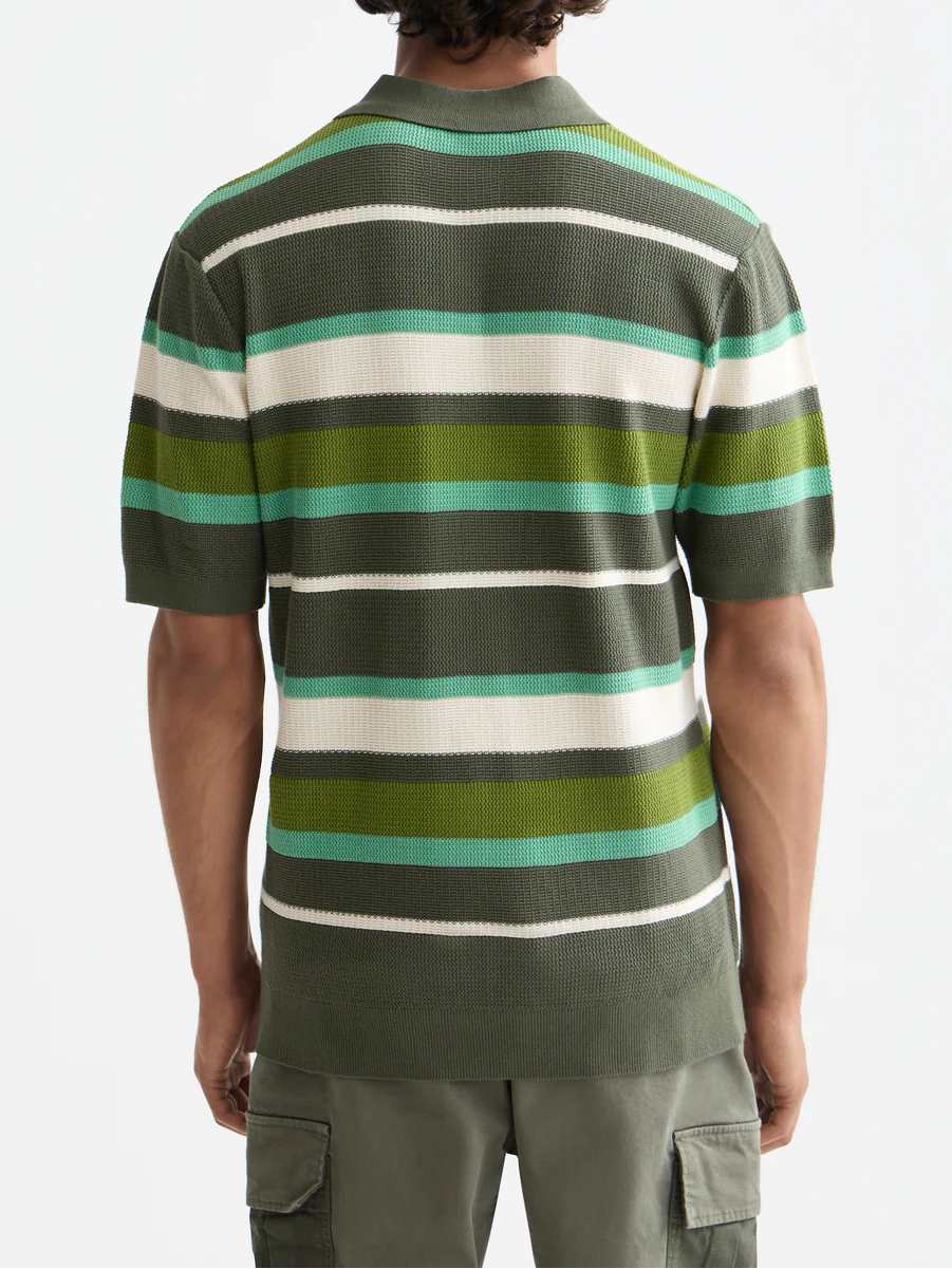 Knitted striped regular polo - Image 11