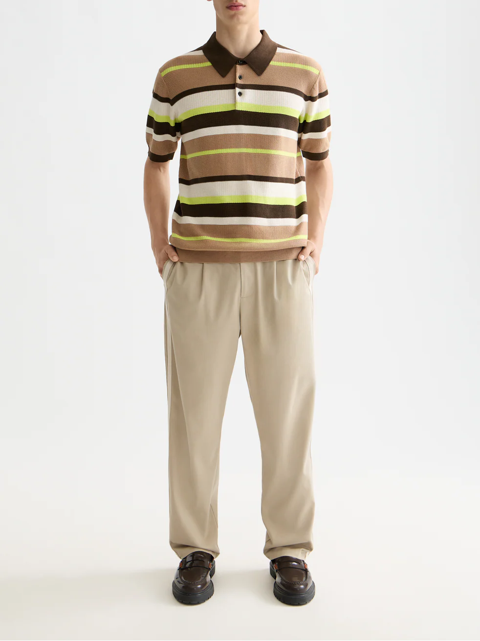 Knitted striped regular polo - Image 2