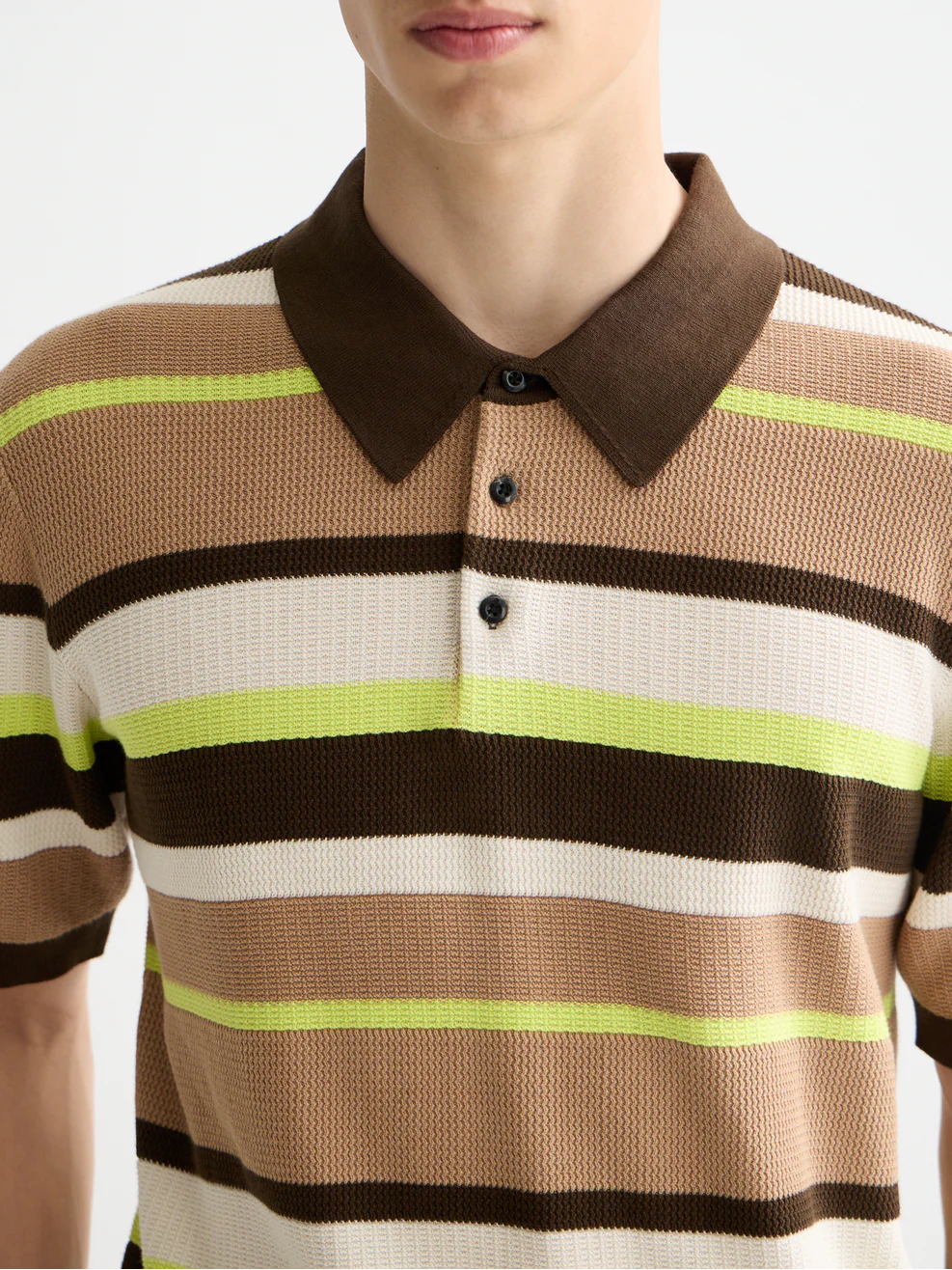 Knitted striped regular polo - Image 3