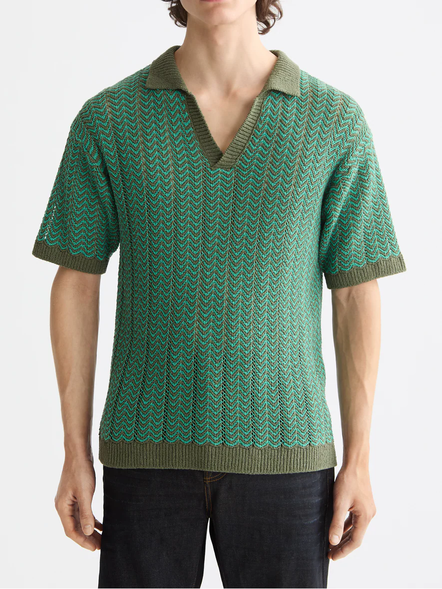 knitted v-neck polo - Image 8