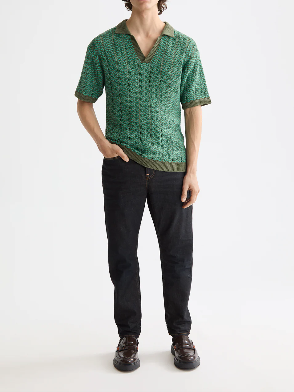 knitted v-neck polo - Image 9