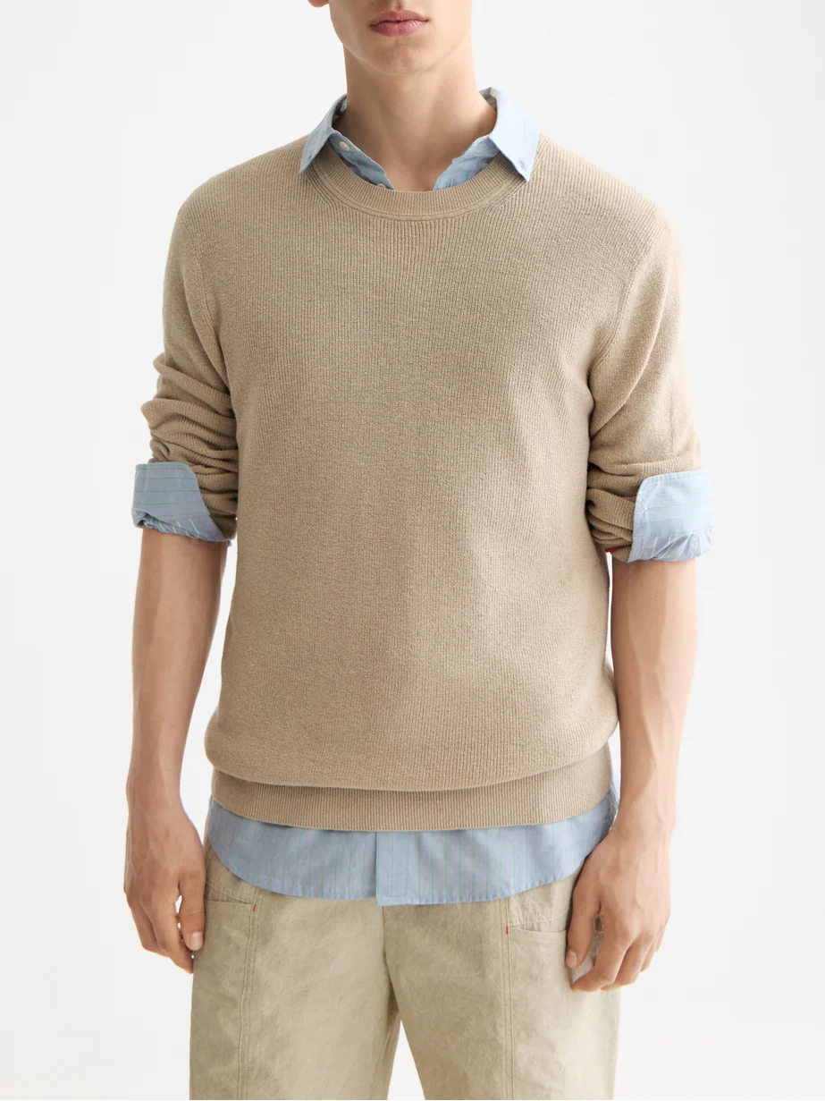 Linen blend crew neck