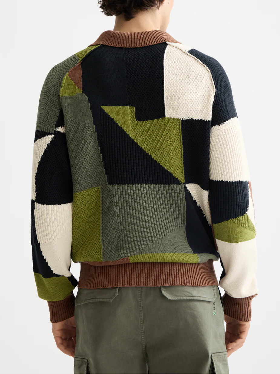 Patch work long sleeve polo - Image 4