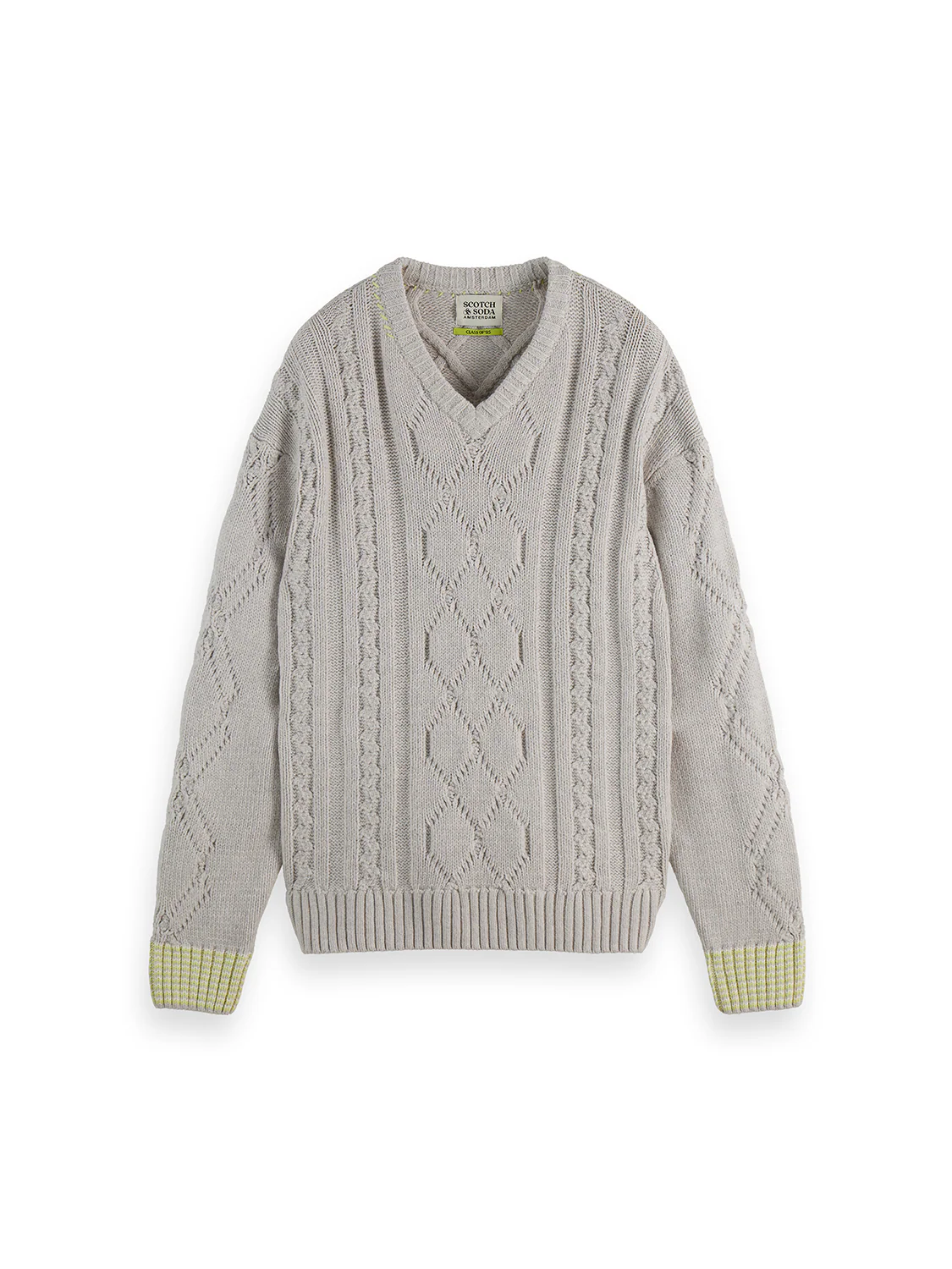 V-Neck chunky cable loose pullover - Image 5